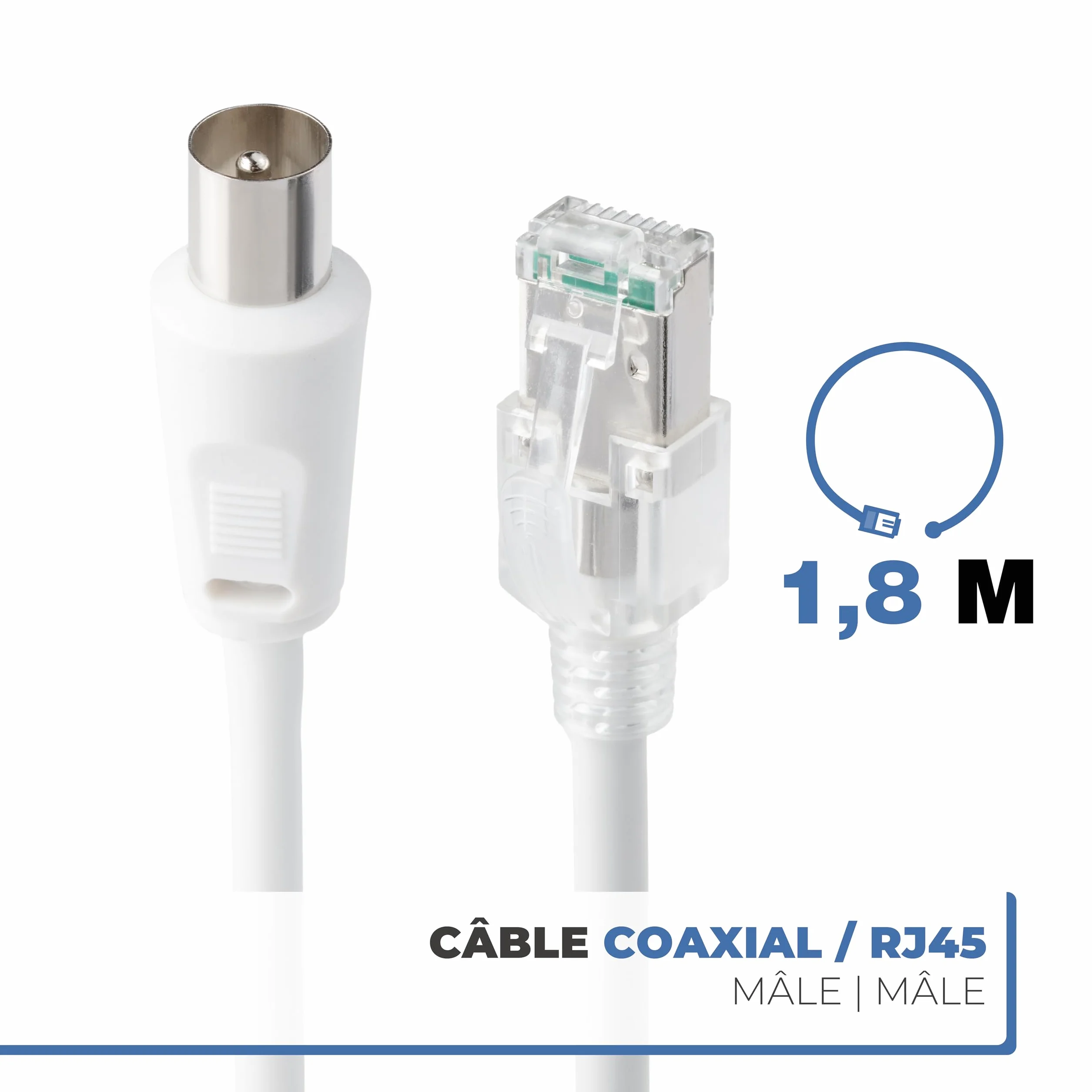 APM France, 408025, Câble Rj45 / Coaxial, 2M
