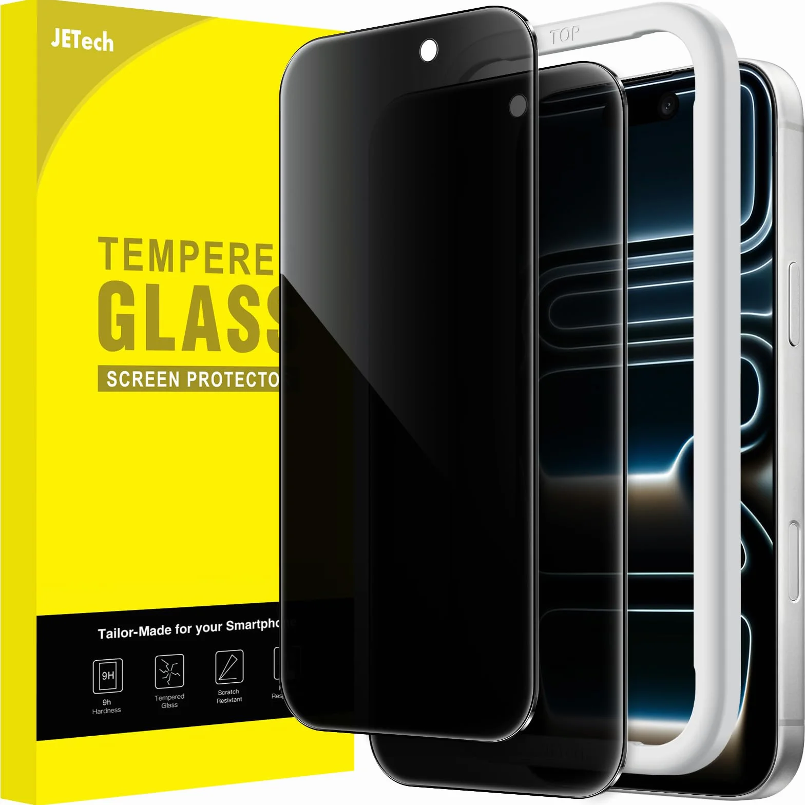 JETech Protection Anti-Espion iPhone 17 Pro 6,3 Pouces Film Verre Trempé Lot de 2