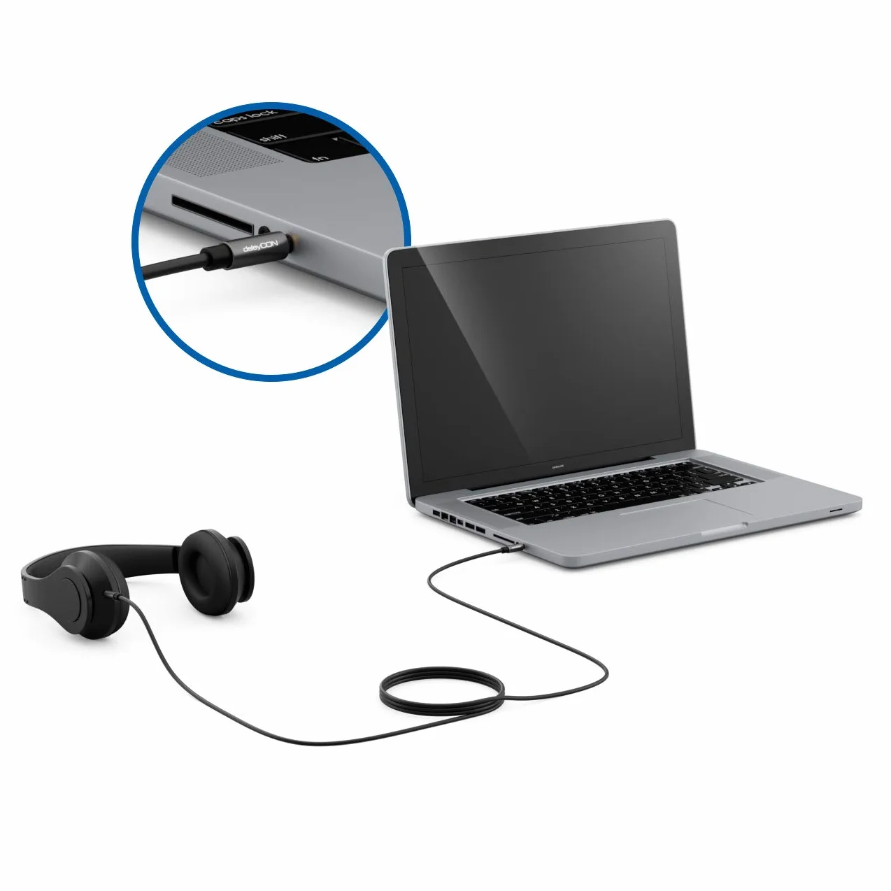 deleyCON 5m Câble Jack Audio Stéréo AUX 3,5mm Liaison sonore Connecteur Métallique Smartphone Mobile Tablette Casque HiFi Récepteur (Extra fin & Flexible)