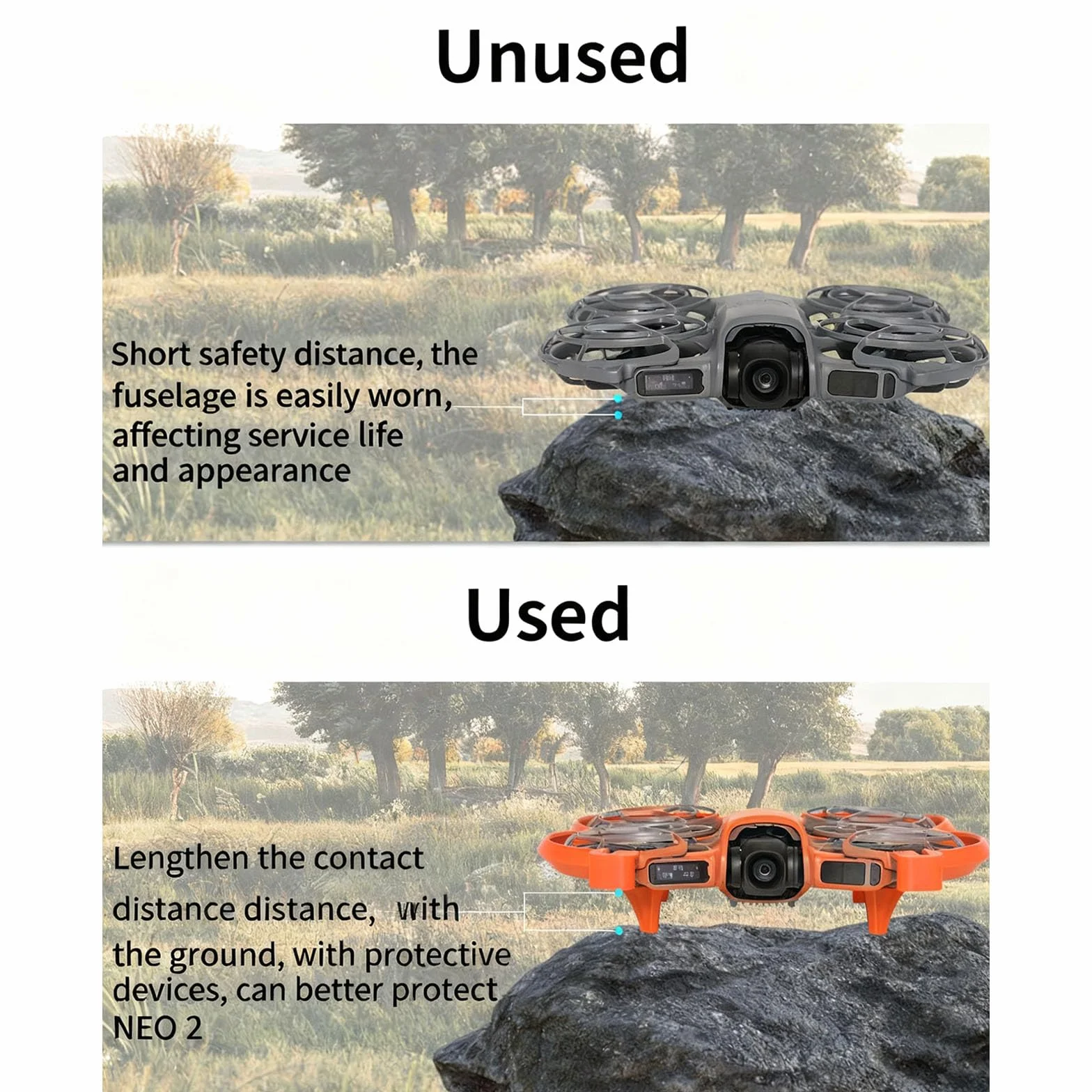 3en1 Protection Kit pour DJI Neo 2 Protection d'hélices+Train d'atterrissage+Transceiver Protecteur, Protection Anti-Collision Protecteur des hélices Drone Accessoires pour DJI Neo 2 (Orange)