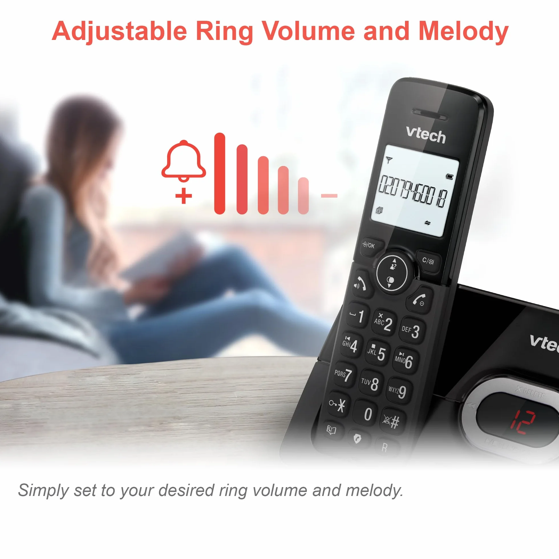 VTech CS2050 Téléphone sans Fil avec Répondeur, Mode Eco+, Blocage d'Appel, Mains Libres, Grosses Touches, Noir