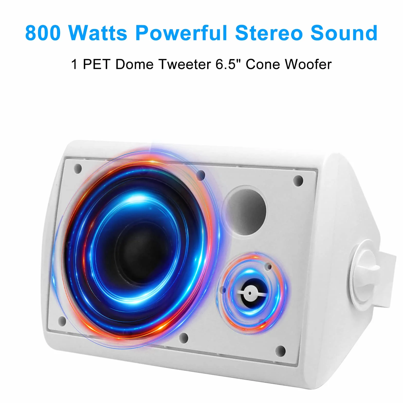 Herdio 800W 6,5 Pouces Enceinte d'Extérieur passifs, étanche Enceintes d'extérieu, Parleur imperméable à l'eau, Haut-Parleur murales stéréo Patio Mural avec Basses puissantes(4 Blanc)