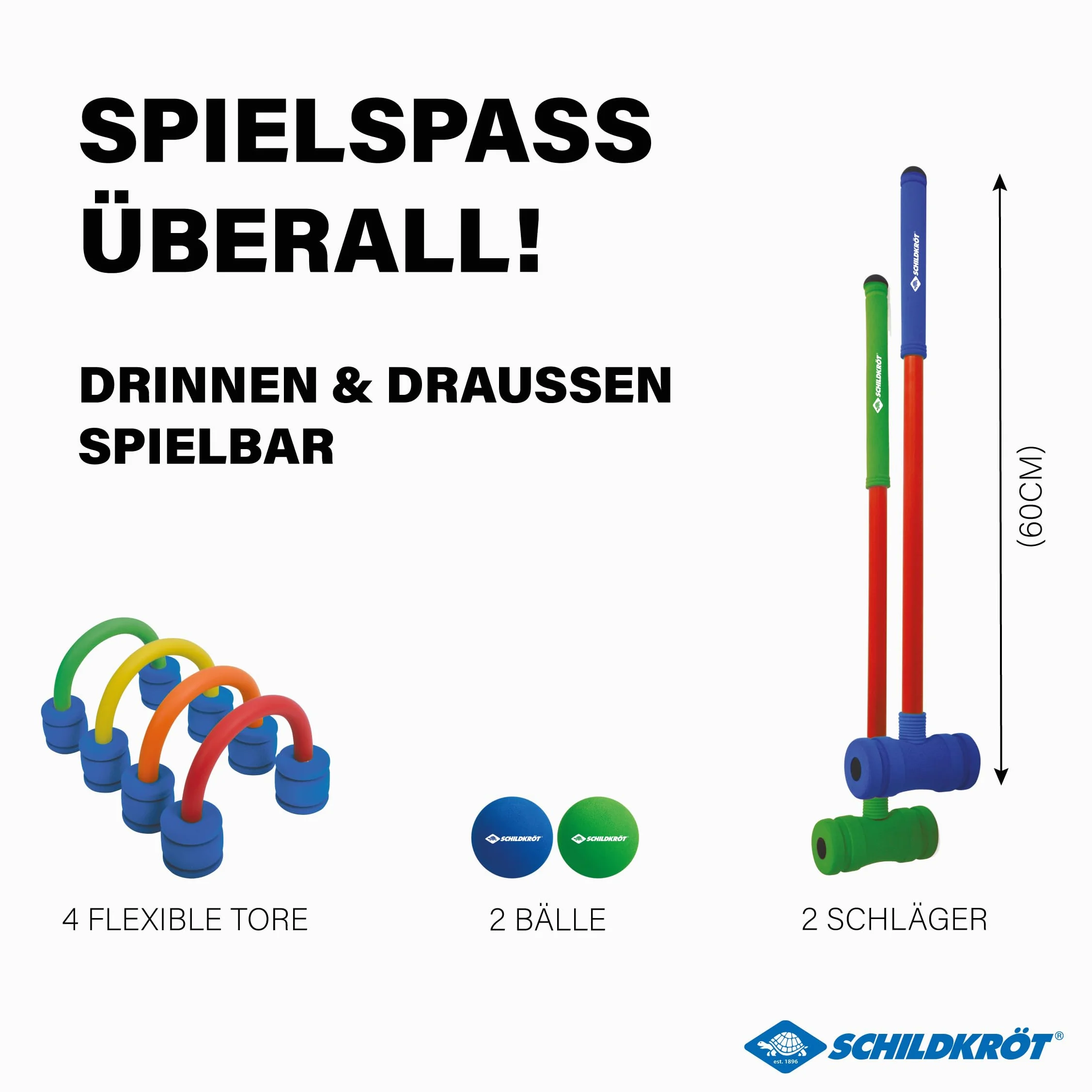Schildkröt Jeu de Croquet Souple Set en Mousse pour Enfants 2 maillets 2 balles 4 arceaux