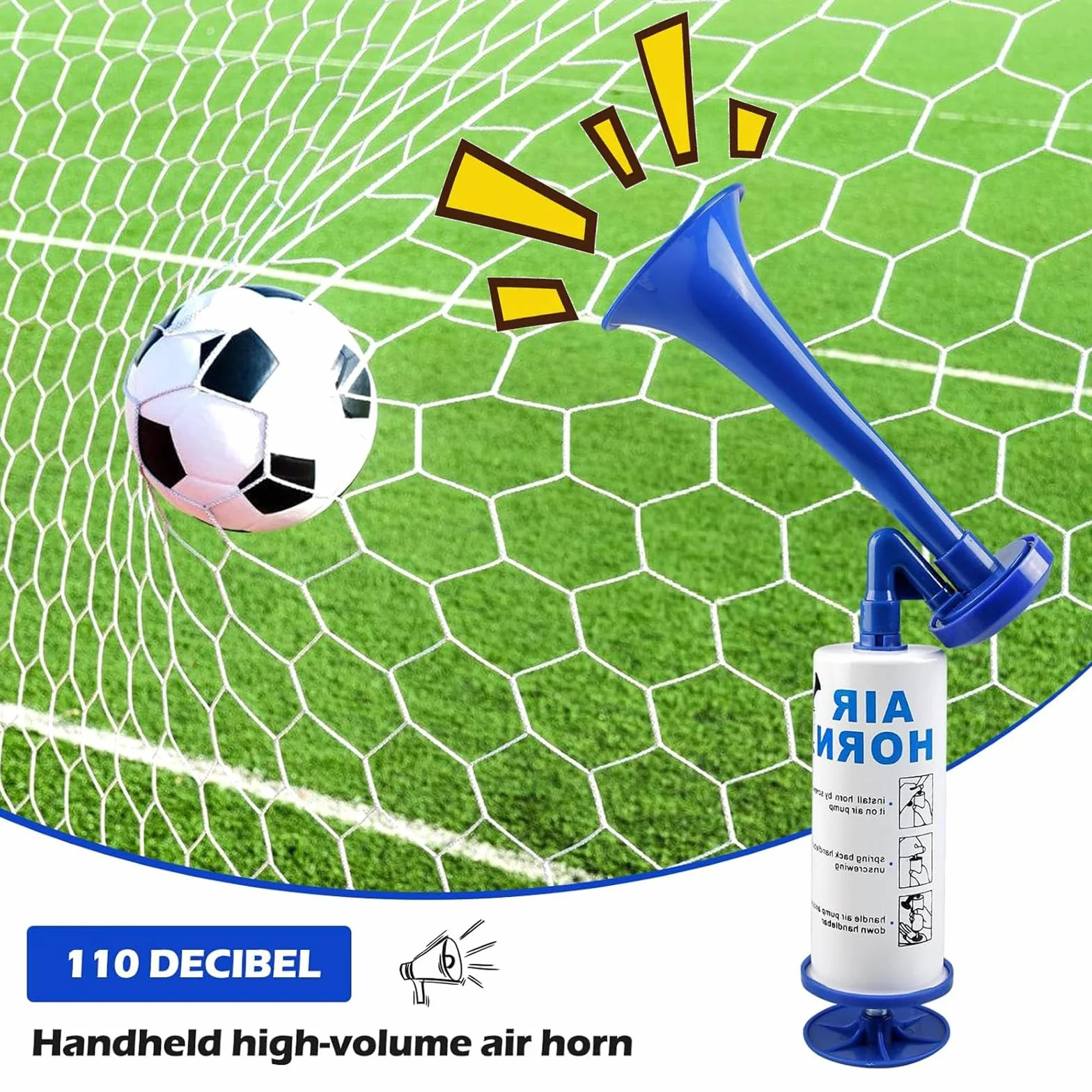 Klaxon à Air Comprimé en Métal 2 Pièces, Pression d'air Portable Fanfare pour Football Bateau Voiture