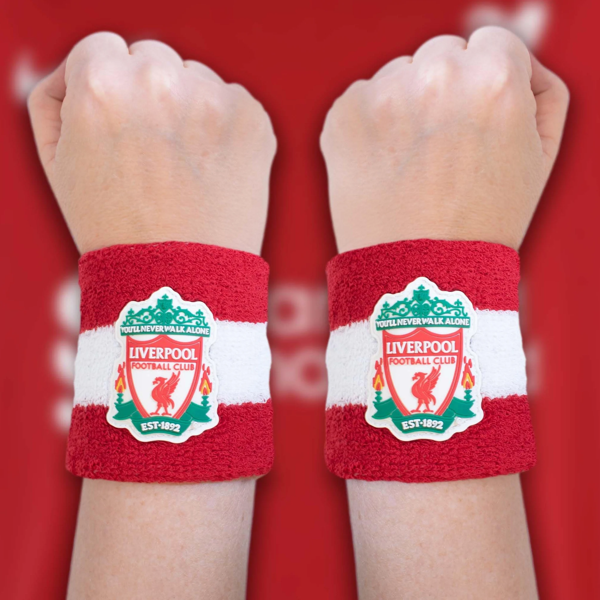 Liverpool F.C. Lot de 2 Bracelets en Coton Officiels Enfants Adultes Anti-humidité