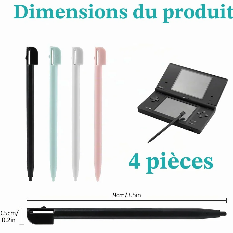 Stylets tactiles pour NDS DS Lite DSL NDSL - Pointe en plastique - Touchpen (4 couleurs)
