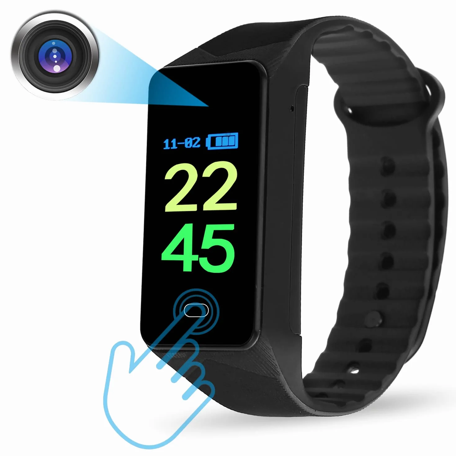OTADUG Camera Espion, 1080P Caméra Espion Cachées avec Enregistrement Audio et Vidéo, Mini Caméra Cachée avec Carte SD de 16 Go, Bracelet Mini Caméra de Surveillance avec Affichage de l'heure