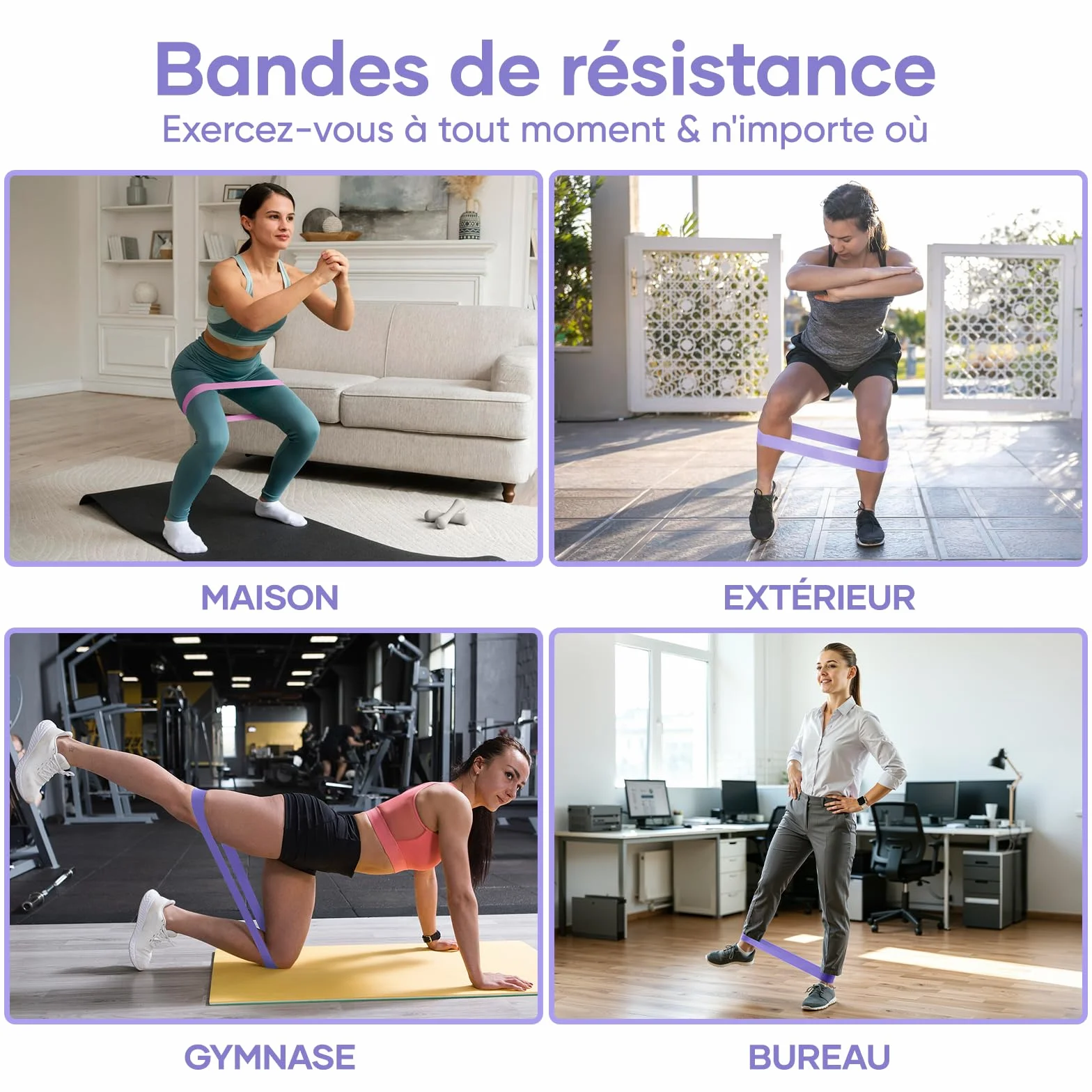 Bande Elastique Musculation Lot de 5 avec 5 Niveaux de Résistance Différents, Sac de Rangement, Fitness