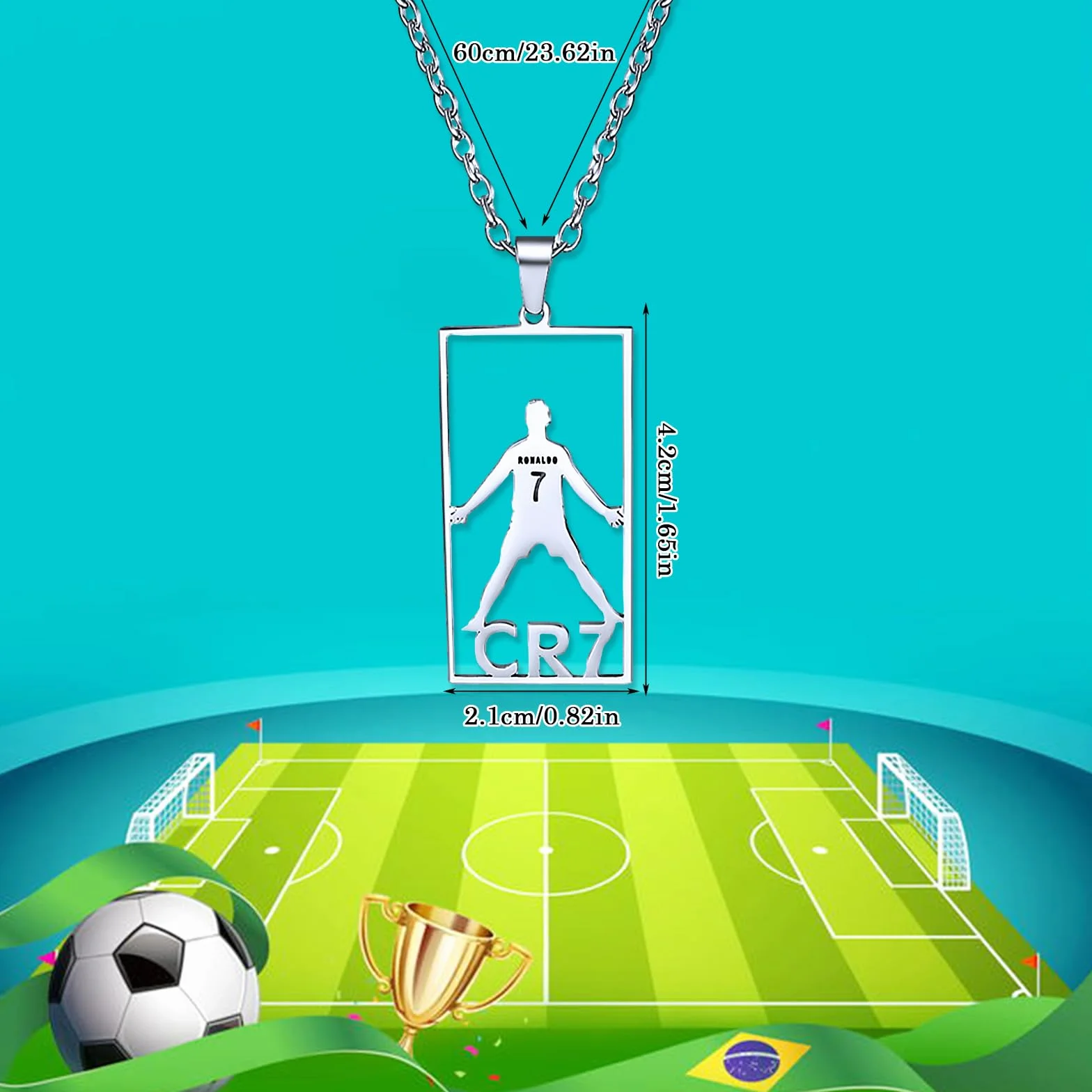 Collier de Football en Acier Inoxydable Pendentif Jersey pour Fans Hommes Garçons