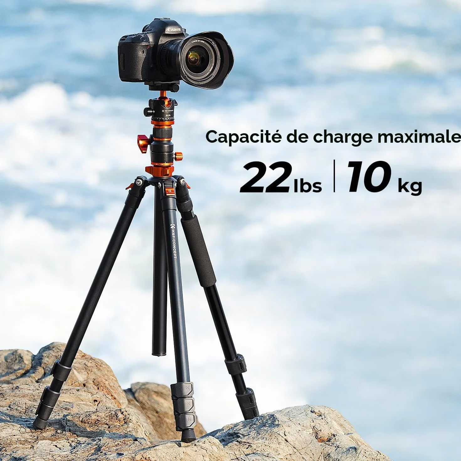 K&F CONCEPT Trépied Appareil Photo, 230CM Trépied Vidéo avec Bras Extension, Trepied Monopode Professionnel en Aluminium, Reflex Pied Caméra 360° Tête Ball et Plaque de Dégagement pour Canon DSLR
