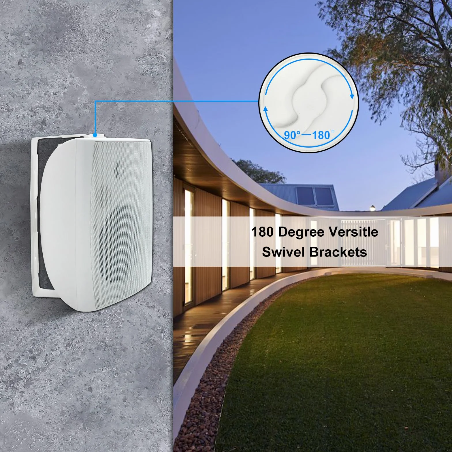 Herdio 6,5 Pouces 400 W Haut-parleurs passifs d'extérieur, filaires et étanches, Haut-parleurs muraux à 2 Voies avec Basses puissantes pour terrasse, Maison, Piscine intérieure, Patio, Jardin (Blanc)