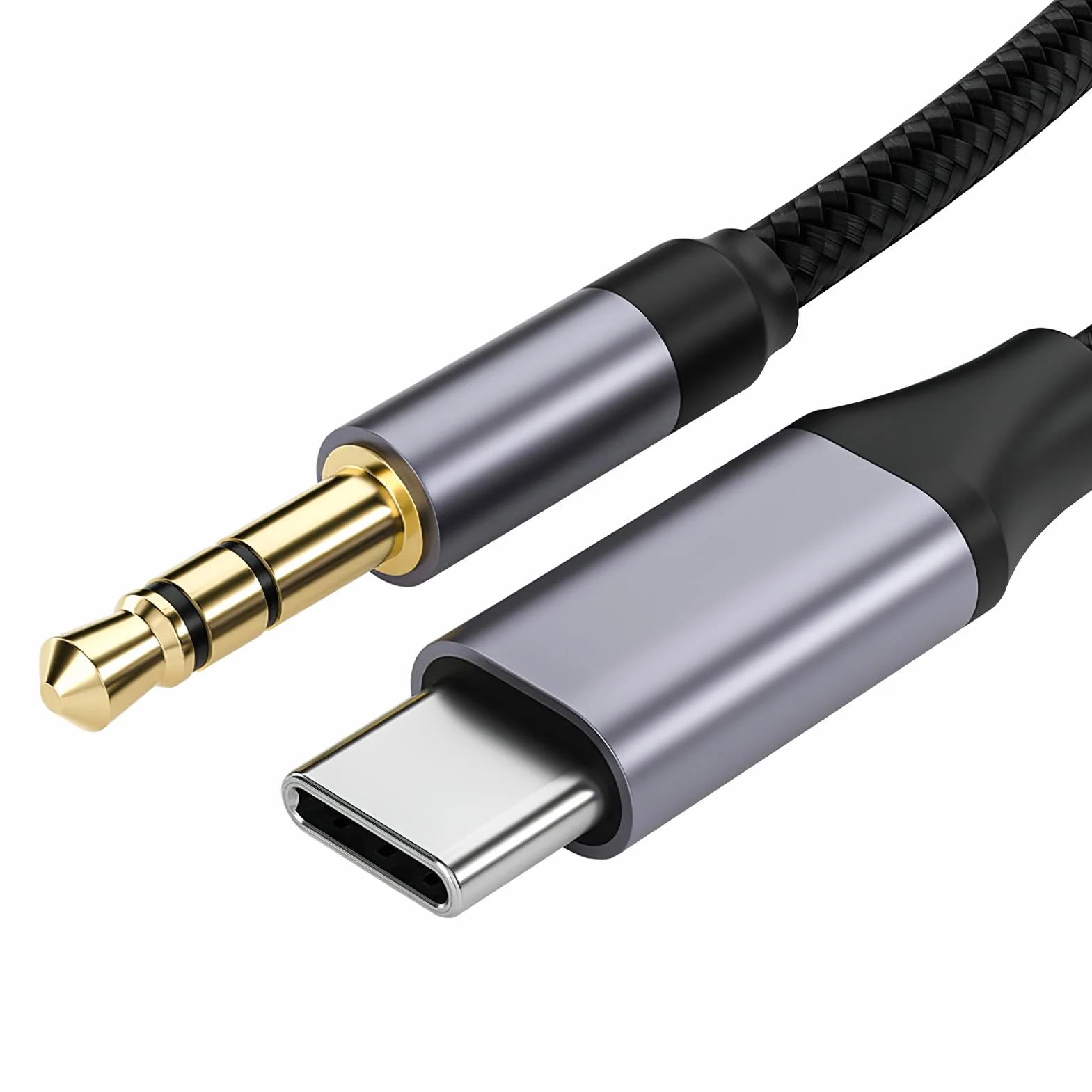 Hemlosk Câble USB C vers 3.5mm Jack 2M, Cable Auxiliaire USB C Jack, Rallonge Auxiliaire Stéréo pour Audio Voiture, Compatible avec iPhone 16/15 Plus Pro Max, Galaxy S24/S23/S22/S21 Ultra, Pixel
