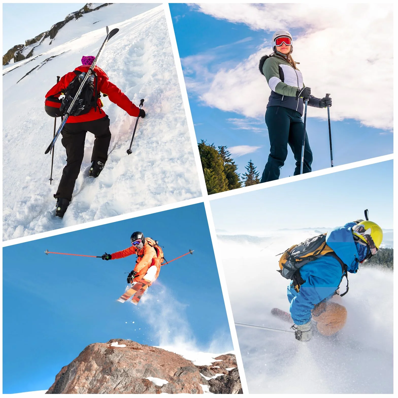 Sangles de Ski Réglables Draupnir avec Bandoulière Rembourrée pour Transport des Skis et Bâtons