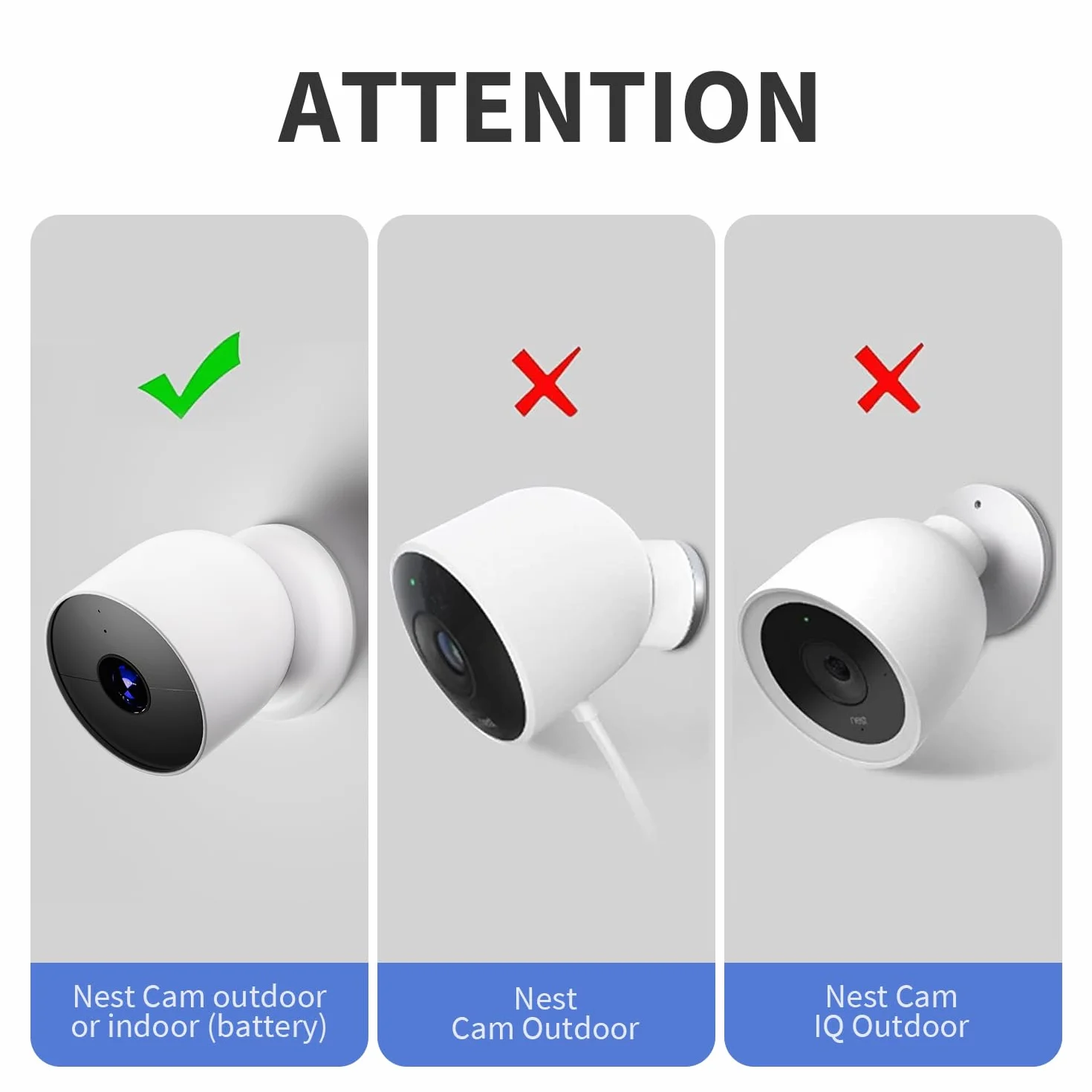 Housse de Protection en Silicone Compatible avec la caméra de sécurité extérieure ou intérieure Google Nest Cam (Batterie), étui étanche et Anti-poussière pour caméra Google Nest Cam (Batterie)