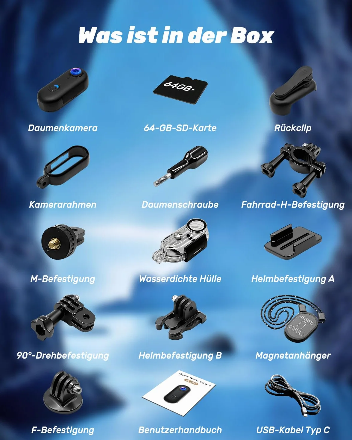 Camera Vlog WiFi, Camera Sport 4K Magnétique Mains Libres avec Clip Rotatif à 360°, Boîtier Etanche pour Promenades avec Animaux, Vélo, Voyages, Vlog, Dashcam Moto