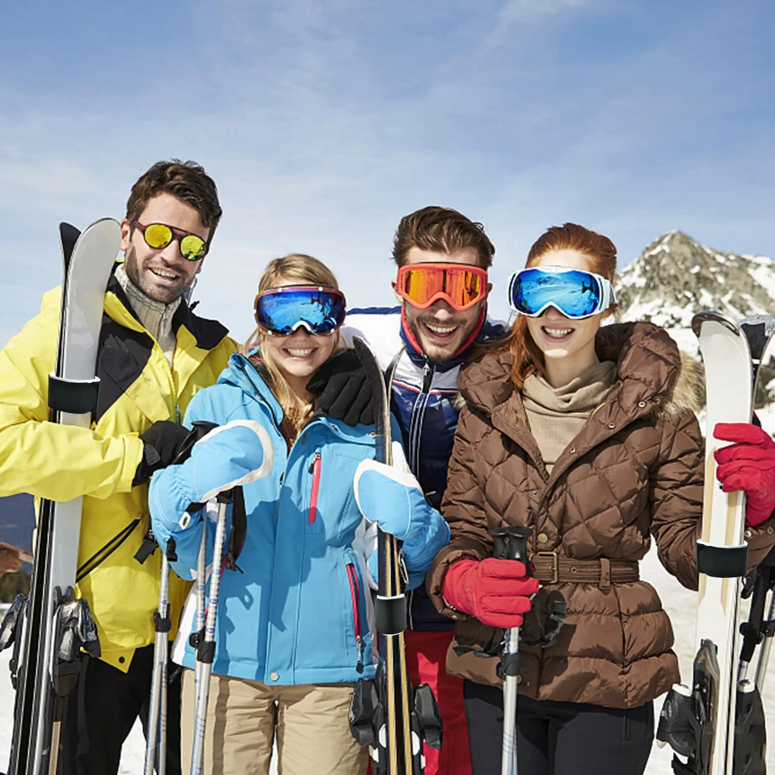 Attache Ski 2 Pièces Sangle Porte Ski Ajustable Accessoires Bandoulière Fixation Nylon Snowboard