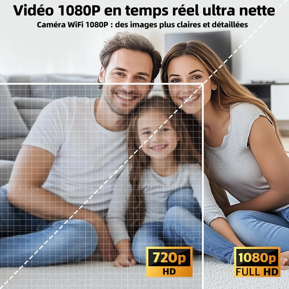 Mini Caméra Espion WiFi 1080P Full HD, Caméra de Surveillance Intérieure Discrète avec Détection de Mouvement et Vision Nocturne, Petite Caméra Connectée pour Bébé, Maison, Bureau et Auto, Noir