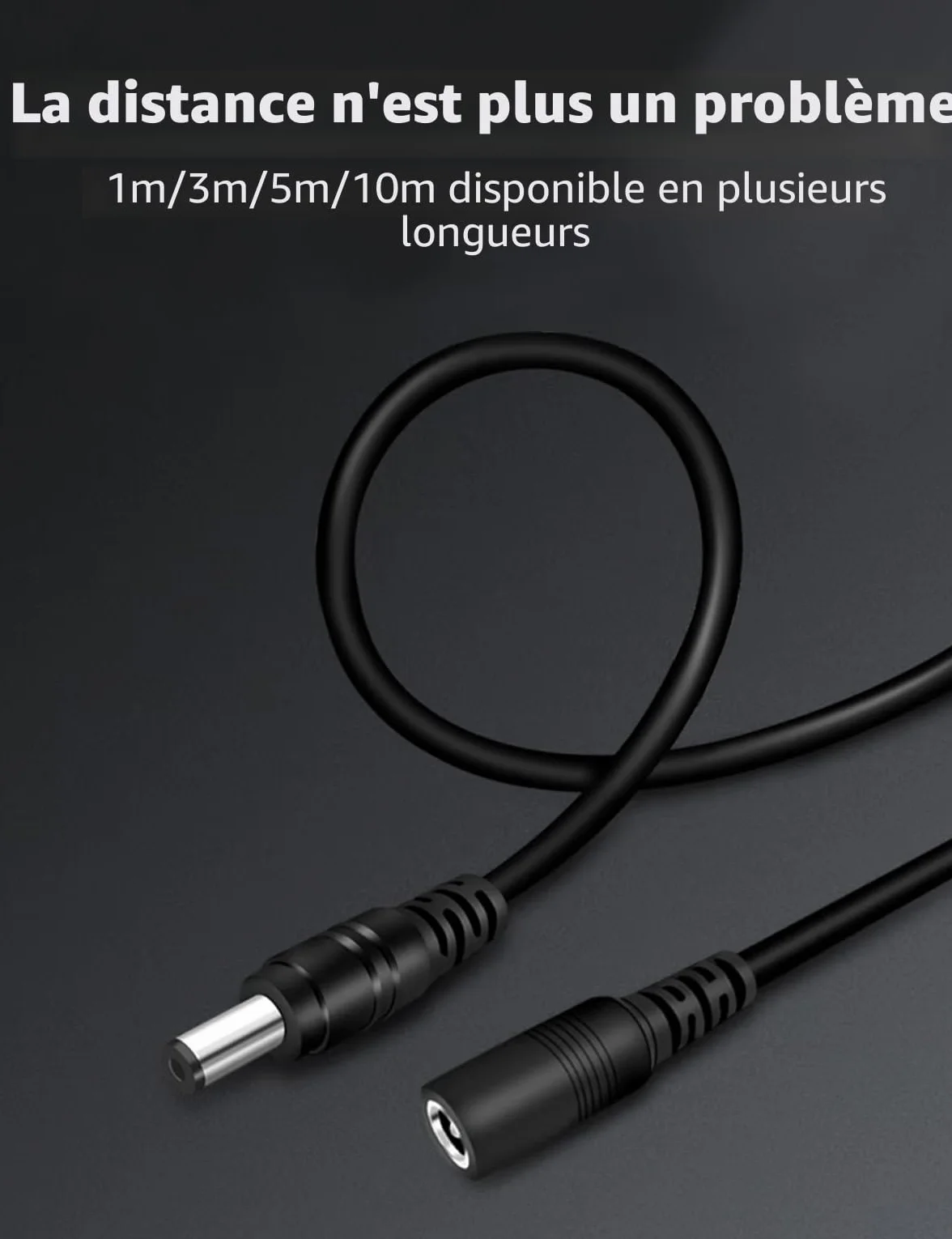 Tonton Cordon d'extension d'alimentation 12V DC 1M 2.1mm x 5.5mm Noir