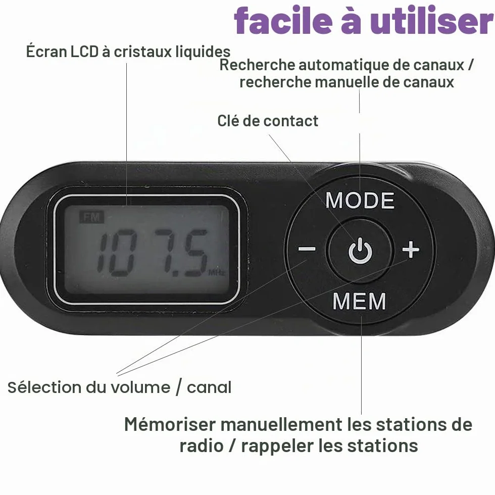 Radio de Poche Personnel FM Mini Récepteur Portable avec Affichage Numérique LCD et Casque