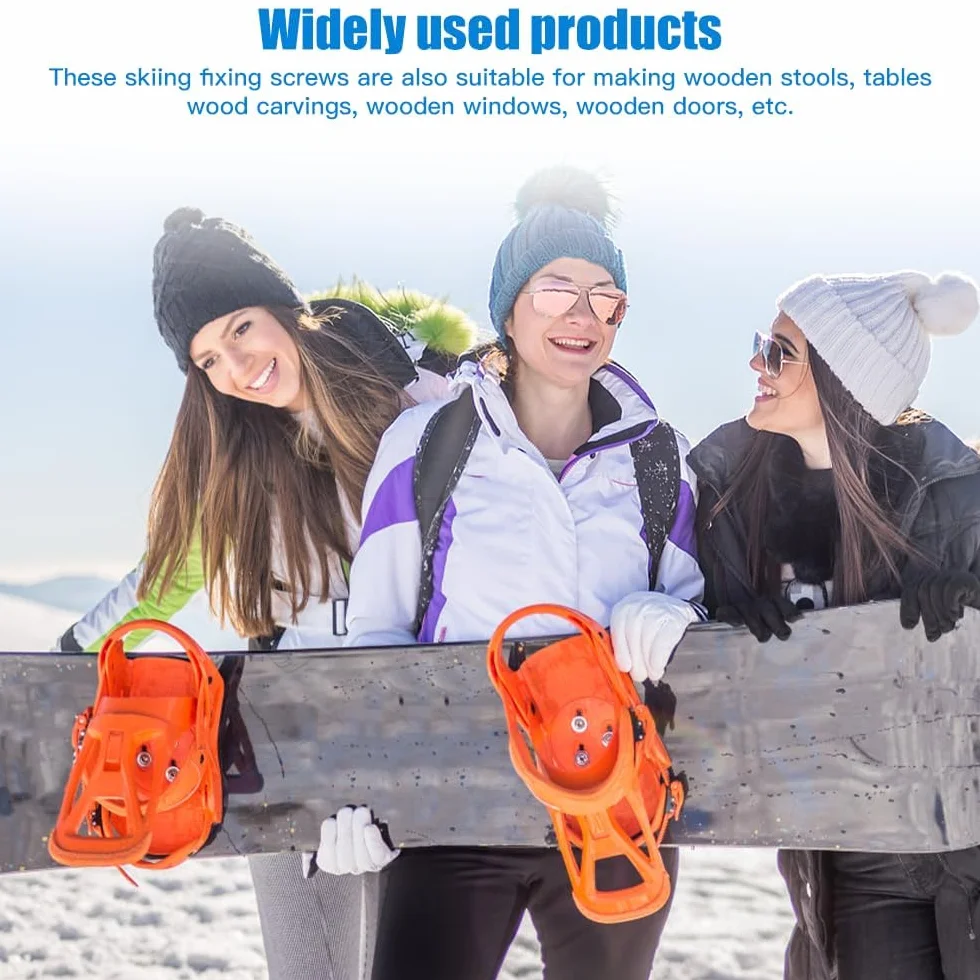 Jeu de Vis Fixation Snowboard en Acier Inoxydable avec Rondelles, 16 Pièces Ski Sport de Remplacement