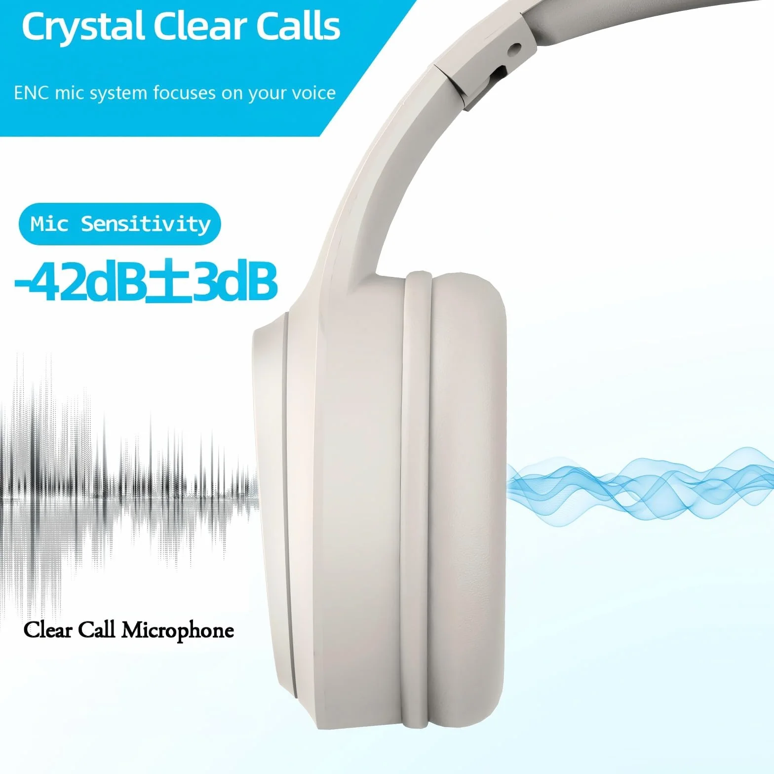 5.3 Casque sans fil Bluetooth avec microphone intégré, autonomie de 82 heures, prise en charge de l'audio haute résolution, coussinets confortables, pliables et respirants, compatible avec les télépho