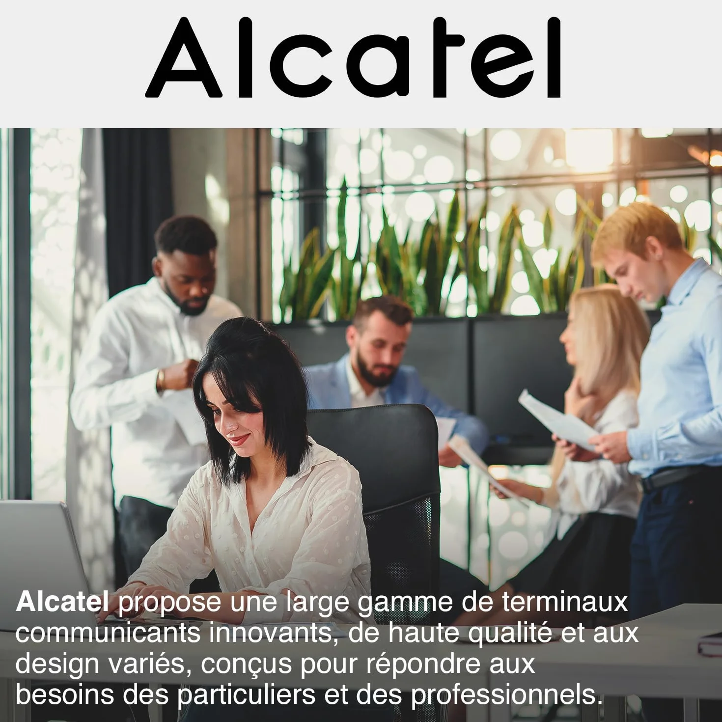 ALCATEL Temporis 380 PRO - Téléphone Fixe Filaire Professionnel - Bibloc - Mains Libres - Indicateur Lumineux - Volume Réglable - Touche Rappel & Mute - Installation Mur - 10 Mémoires Directes - Noir