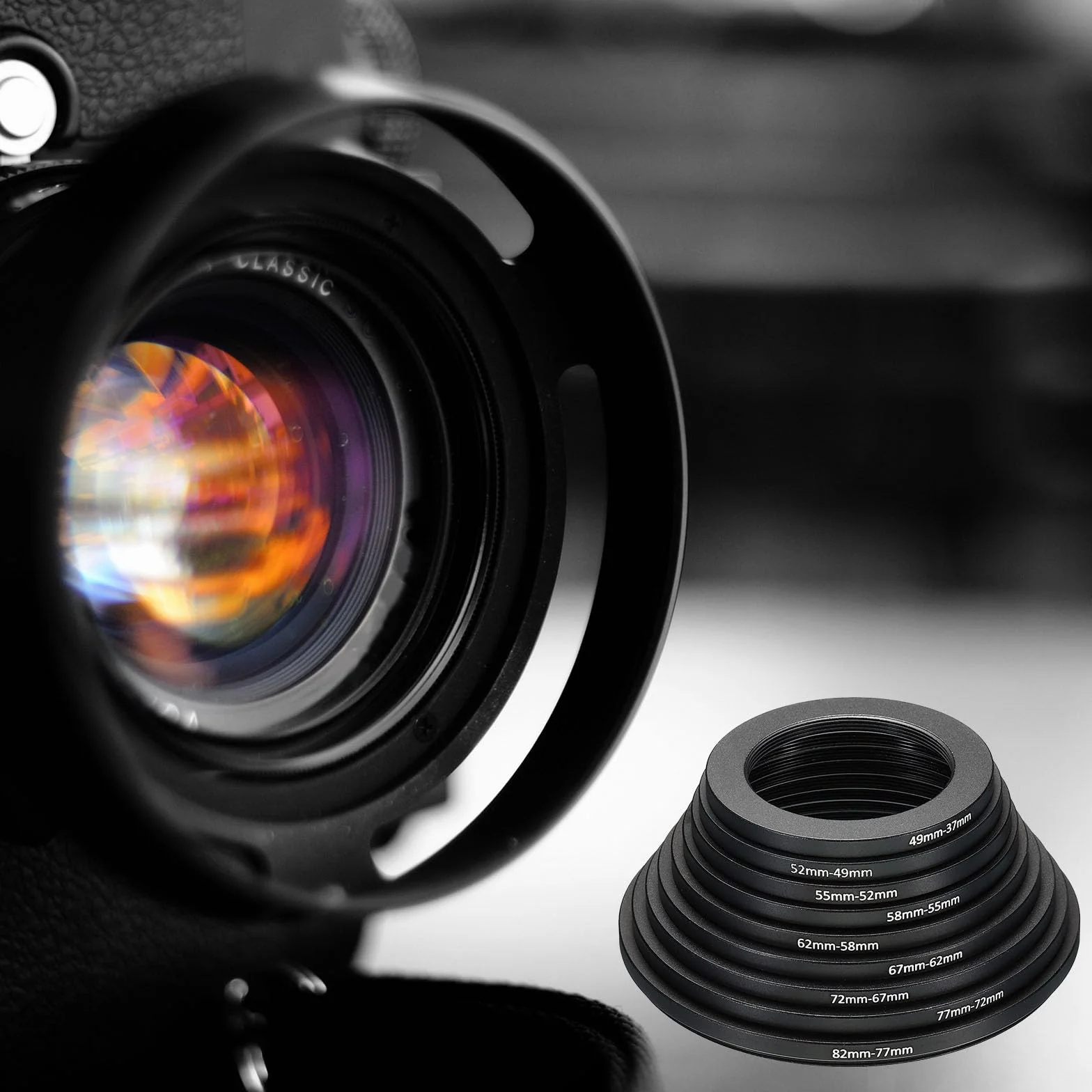 PATIKIL Bague d'adaptation en métal 52-72mm Lot de 2 pour Filtre d'objectif d'appareil Photo Aluminium Noir