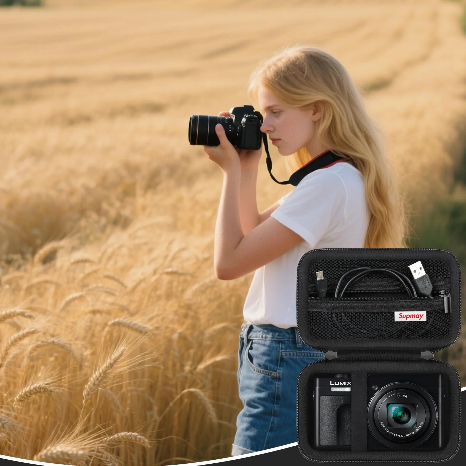 Étui pour Panasonic Lumix TZ99 TZ300 Appareil Photo Compact Zoom Sac de Protection Noir