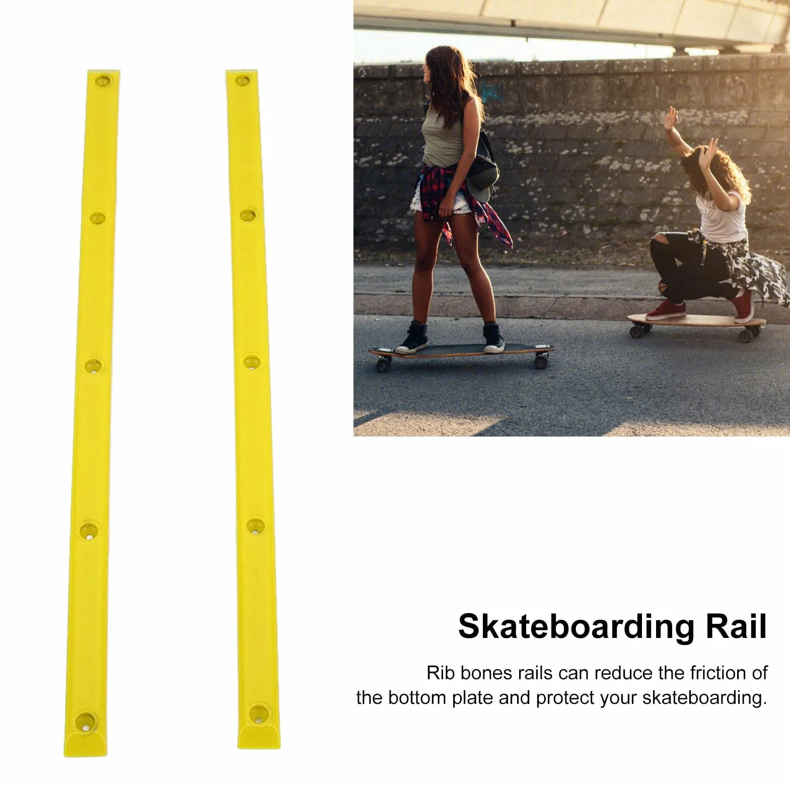 Shanrya Rails pour nervures flexibles stables Longboard Per(jaune)