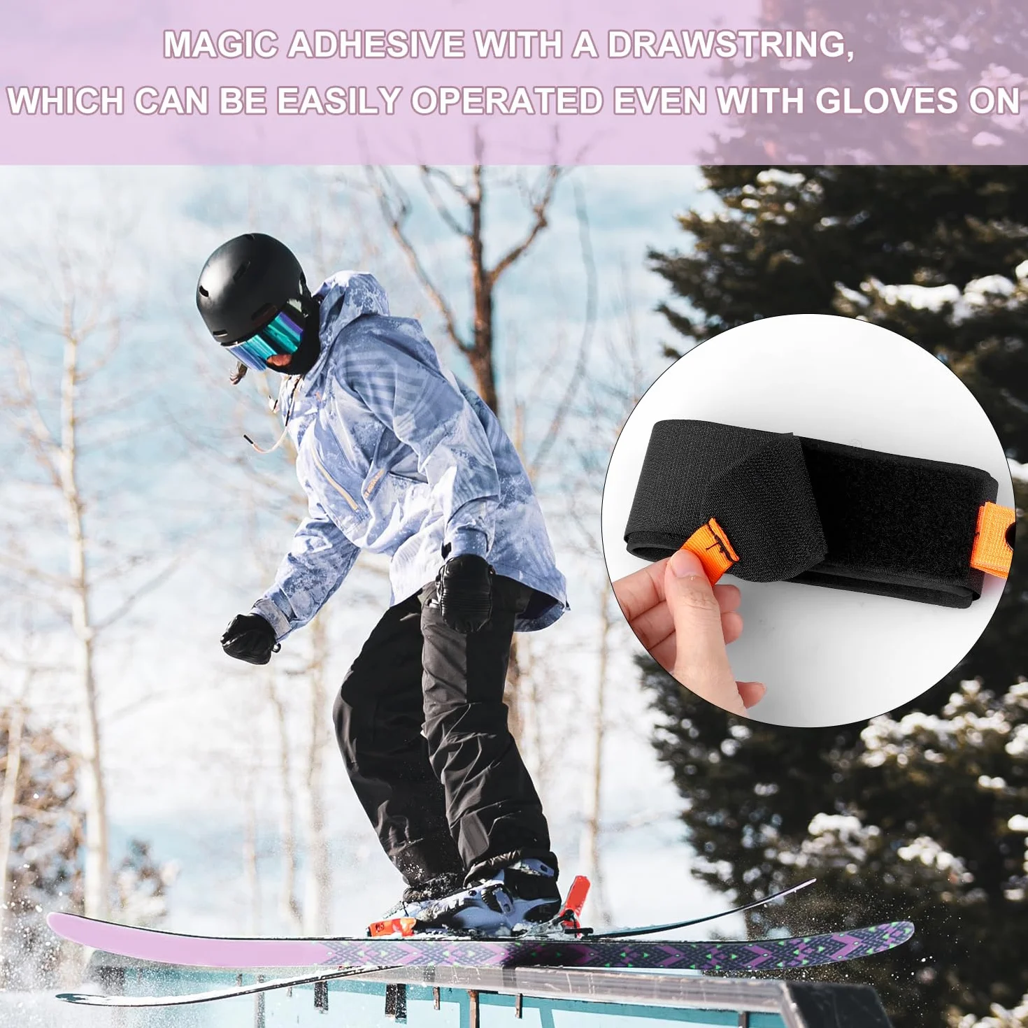 Sangle Baton de Ski Réglable Rembourrée Transport Ski Accessoires Ski Adultes Adolescents Snowboard