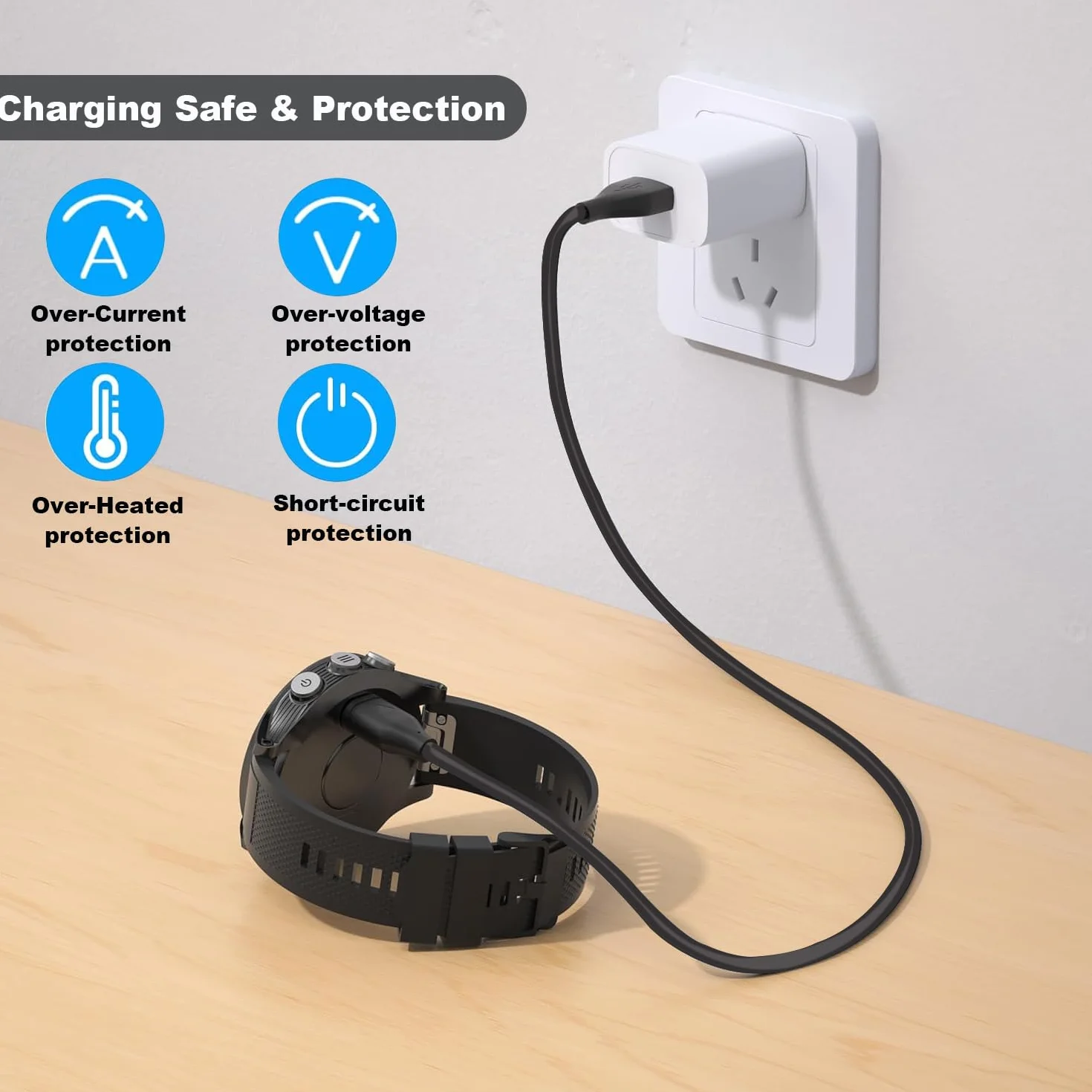 Chargeur Cable Compatible avec Garmin Venu/Venu 2/Venu 2S/Venu SQ 2/VenuSQ/Vivoactive 3, Garmin Fenix 6 6S 6X Pro, 5 5S 5X Plus, 7 7S 7X, 3.3ft Câble de Charge (Noir)