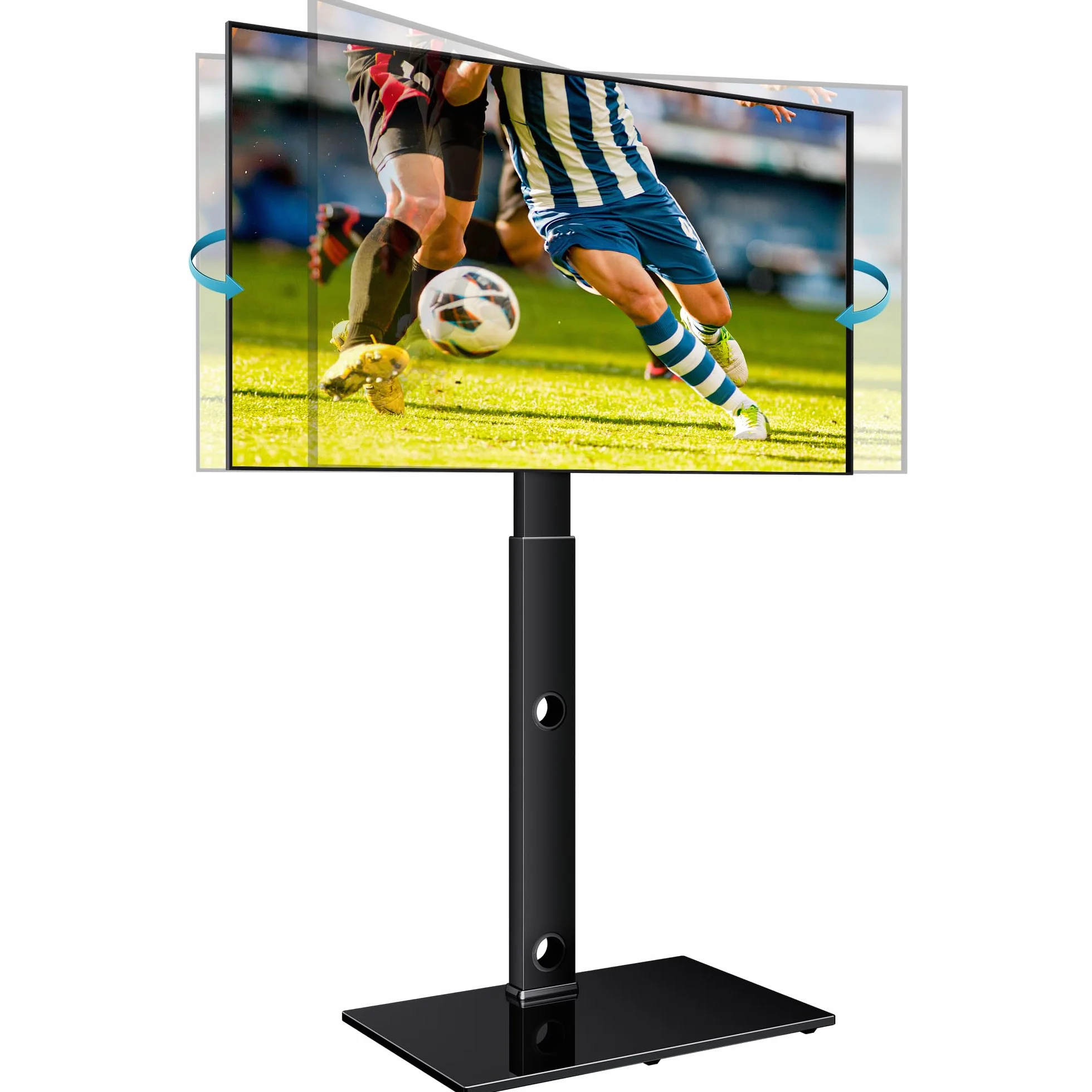 BONTEC Support TV de Sol pour Téléviseurs de 30-70 Pouces Plasma/LED/LCD/OLED Incurvés & Plats, Support TV Haut Réglable en Hauteur jusqu'à 40 kg, Max VESA 600x400 mm