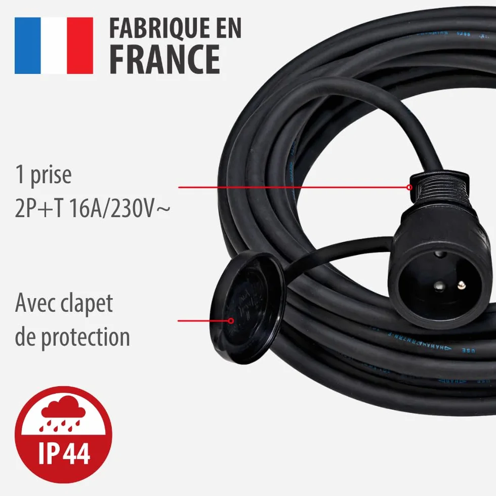 Brennenstuhl Rallonge 10m IP44 Prise à clapet Fabrication Française