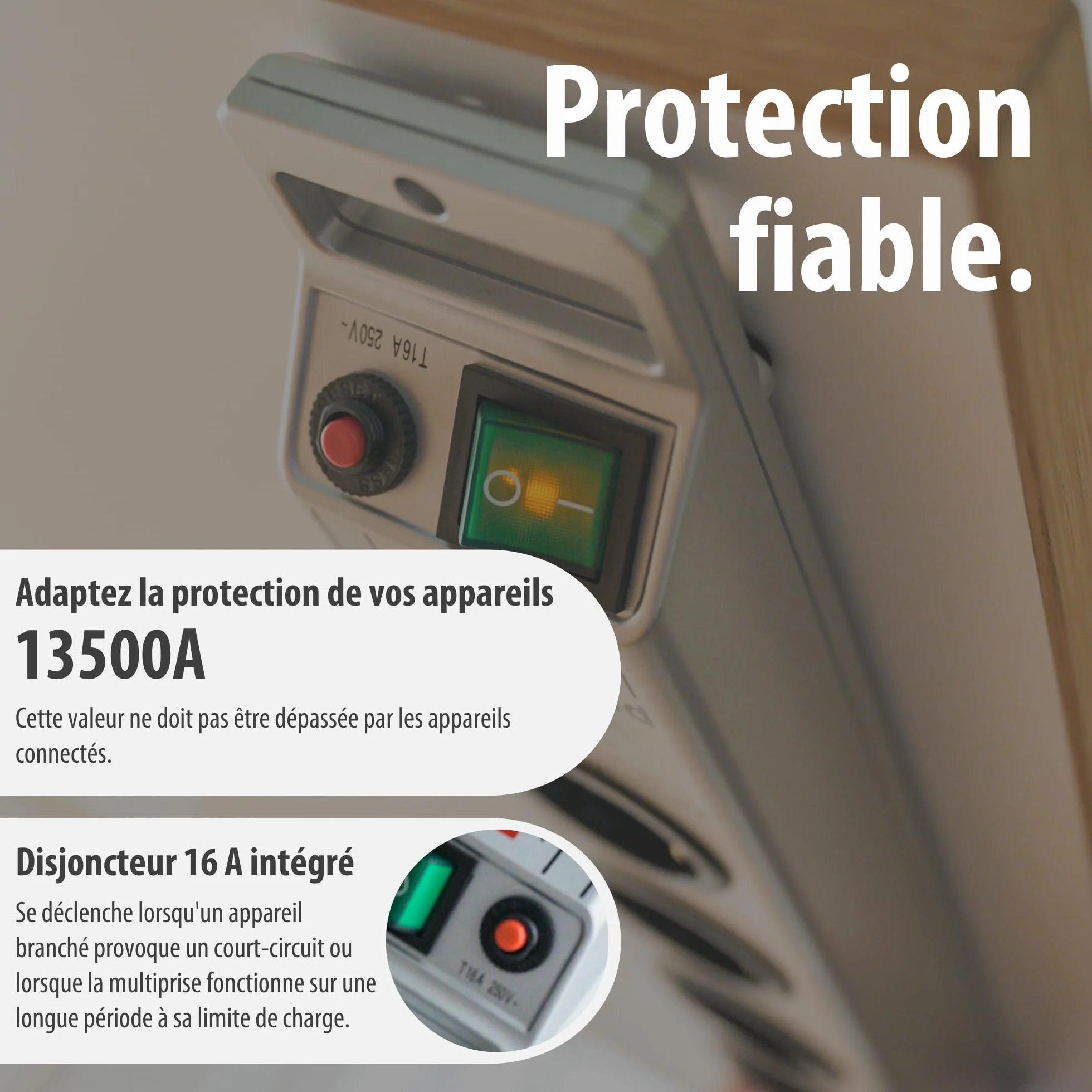 Brennenstuhl Multiprise Super-Solid avec Interrupteur et parasurtenseur 13500A (Bloc Prises orientées à 45 degrés, disjoncteur 16A, Voyant de Protection antifoudre, 2,5m H05VV-F, boîtier PC) Gris