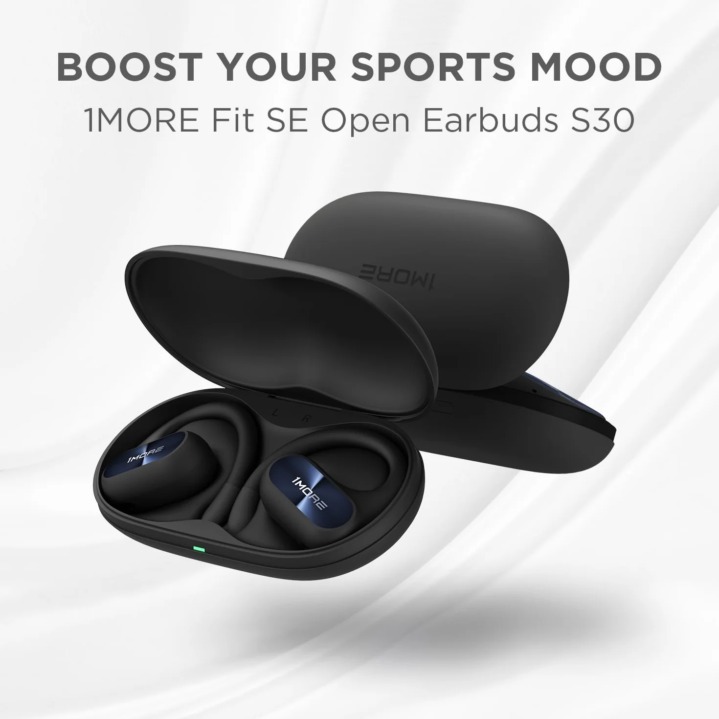 1MORE Fit SE S30 Casque Bluetooth sans Fil avec 4 Microphones pour des appels clairs, Design divisé avec Crochets d'oreille, IPX5, 30 Heures d'autonomie, Compatible avec iPhone et Android (Noir)