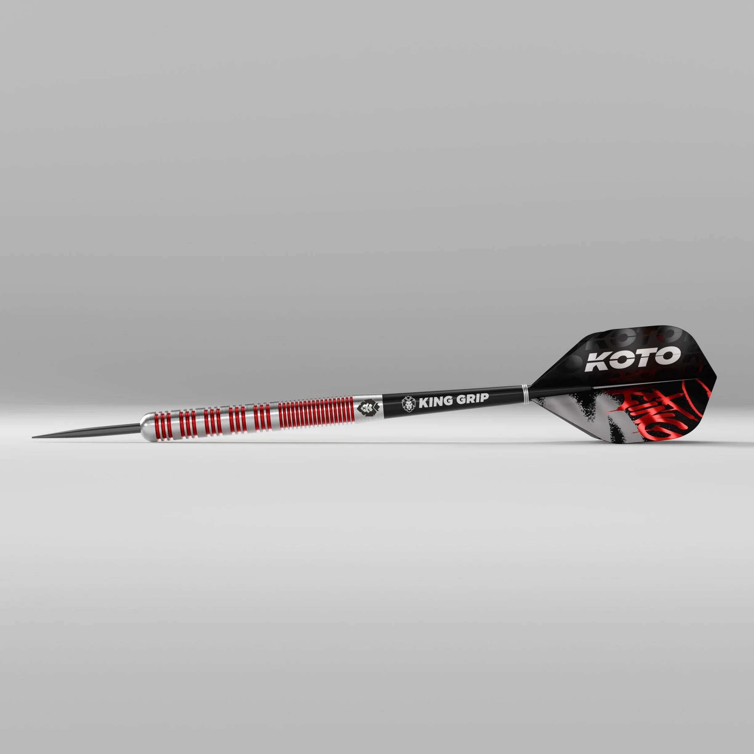 KOTO Lot de 3 fléchettes Tribute avec barils, ailettes, tiges et porte-fléchettes, grip fixe Argenté rouge