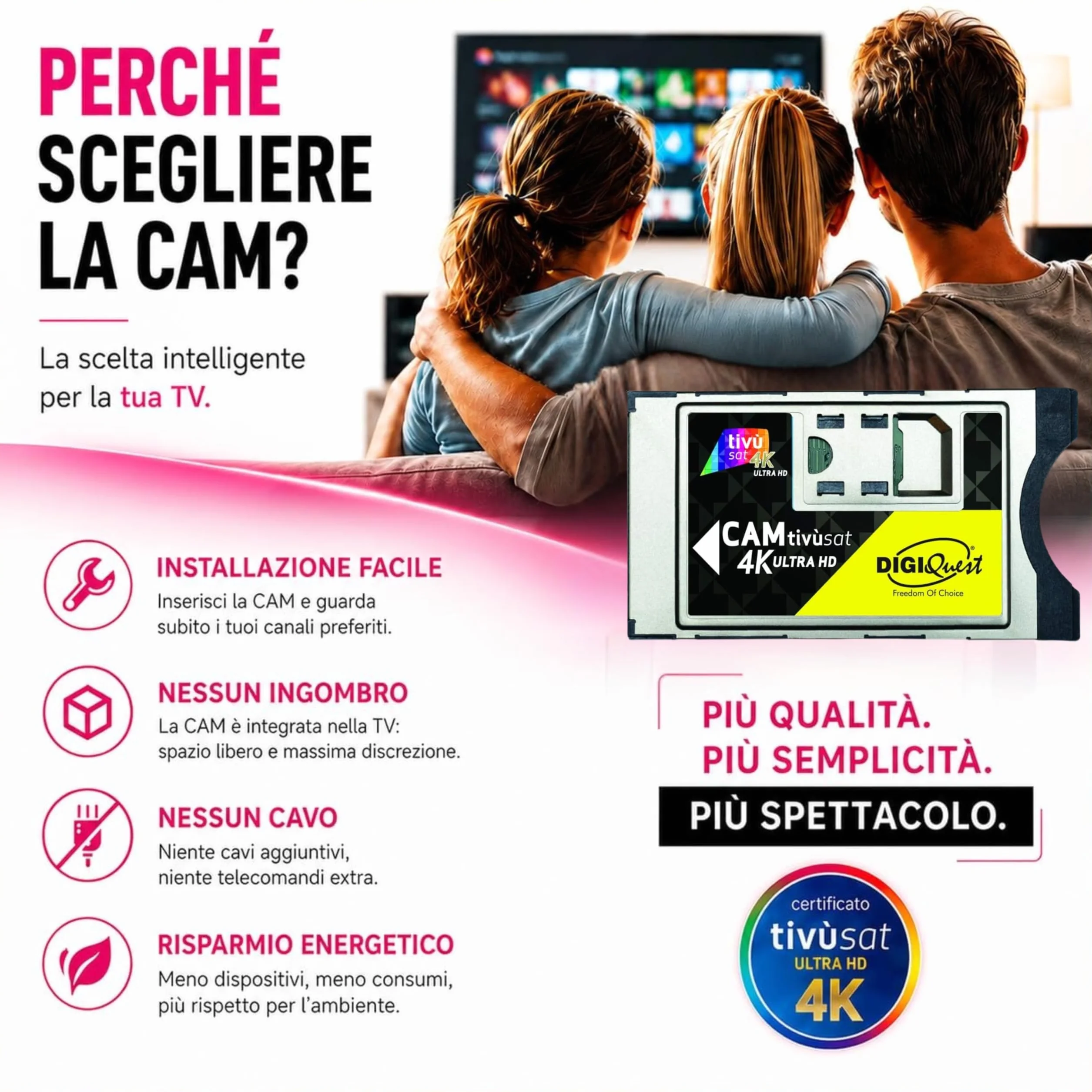 Digiquest CAM Tivùsat 4K Ultra HD - Carte TV Satellite