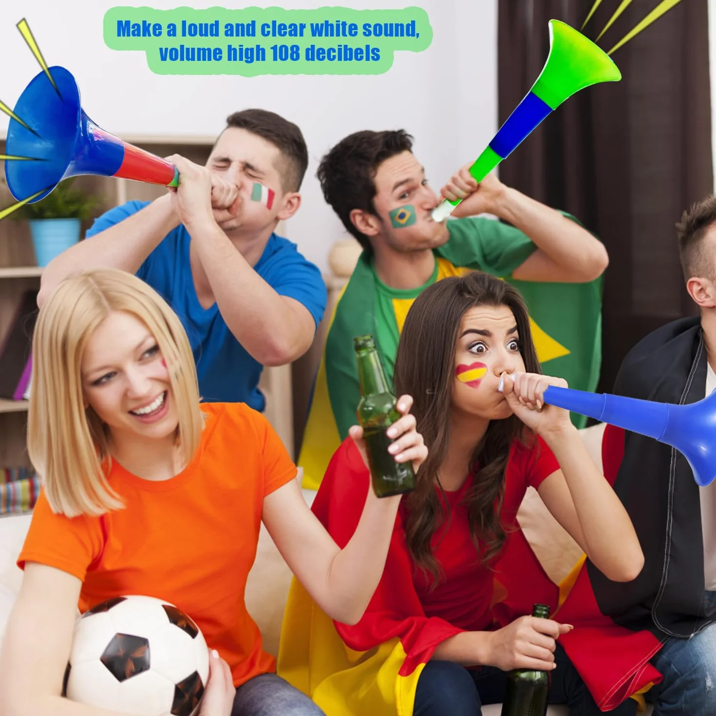 YiliYa 4 Pcs Vuvuzela Trompette Fanfare Cheerleading Corne Krachmacher Plastique Stade Match Football