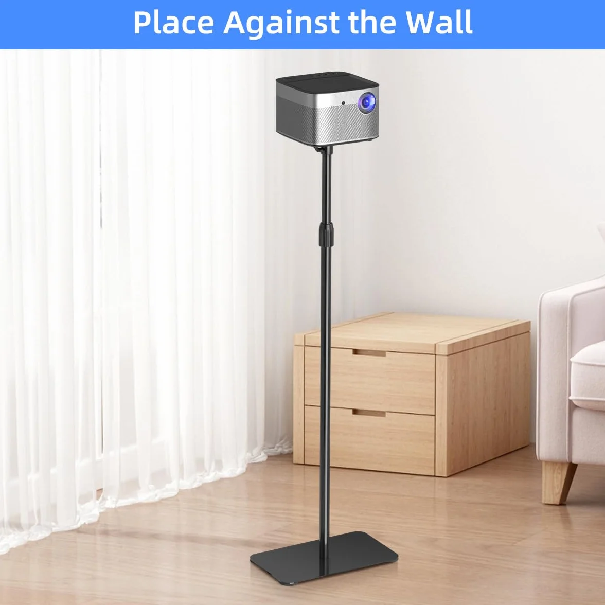 Suptek Support de Projecteur au Sol, Hauteur Réglable 1015-1385 mm, Rotation 360°, Supporte 2 kg PR001F