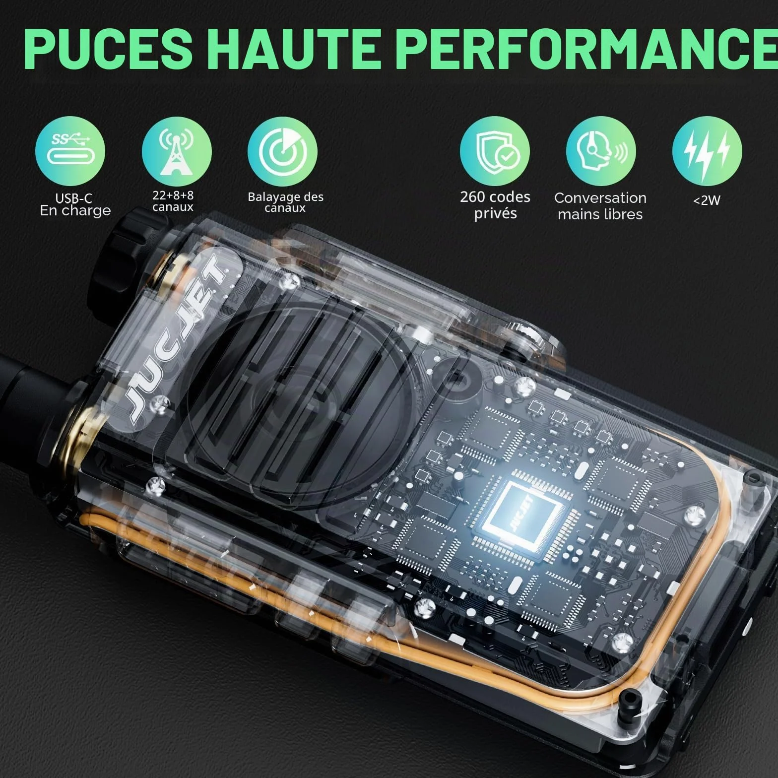 EP31 Talkie Walkie, PMR446 Radio Portable Rechargeable, 16 Canaux, Alarme Clignotante, IP54 Résistant à l'eauTalkie walkie. avec des écouteurs Originaux et Station de Charge USB (4 pièces)