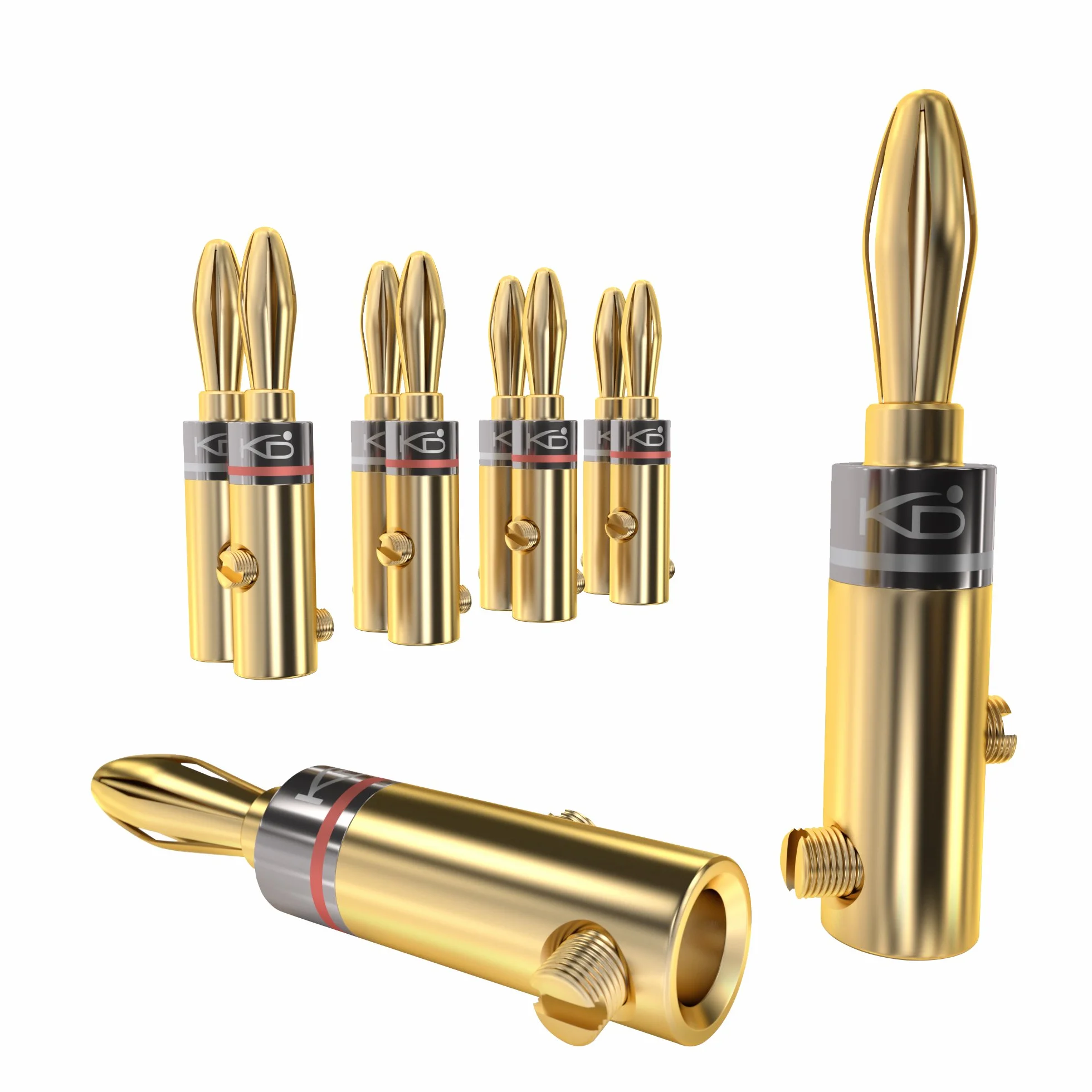 KabelDirekt Fiches Bananes 5 Paires Connecteurs Câbles Enceintes 6 mm² Vissables Dorés HiFi