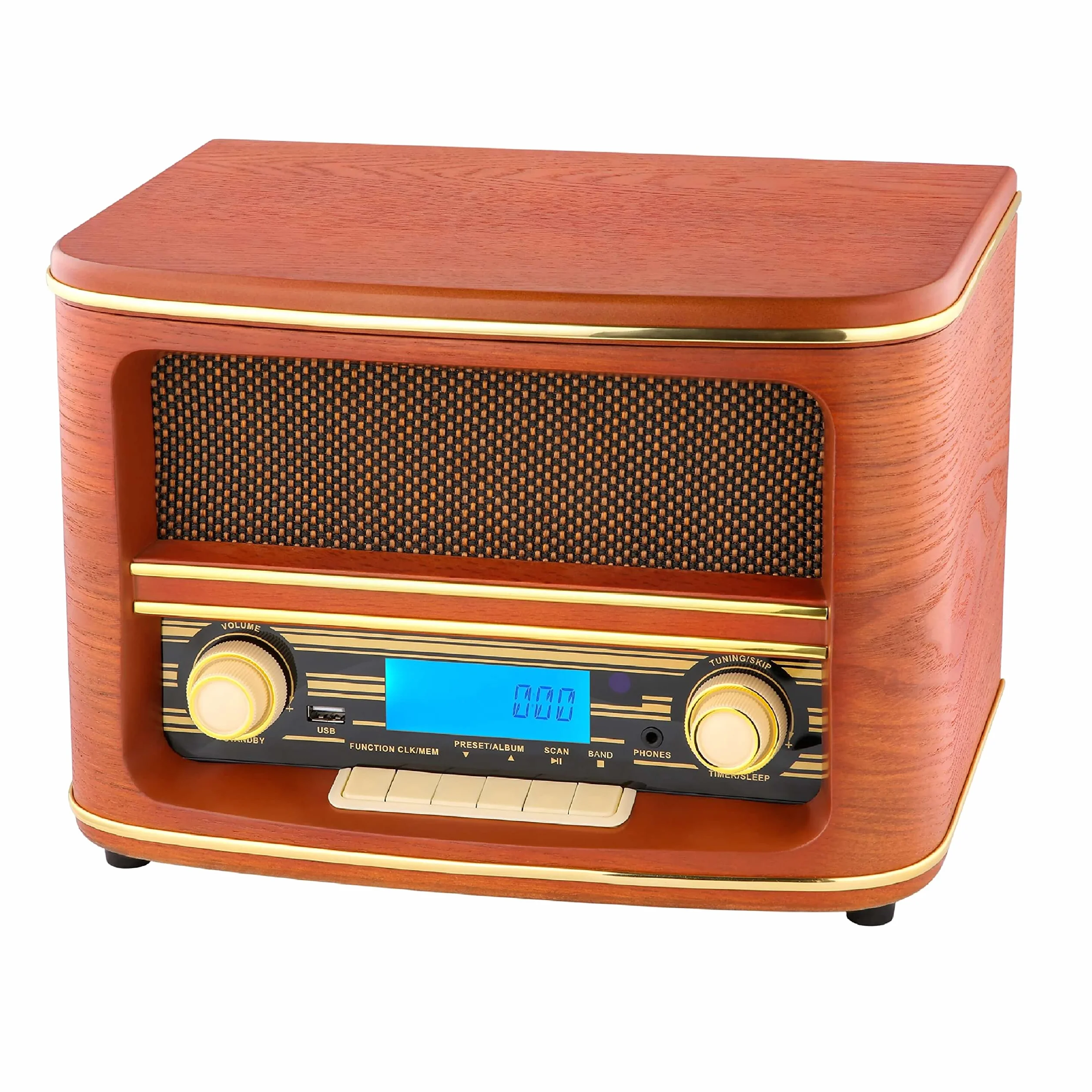 Radio rétro Bluetooth avec CD, USB et écran LCD