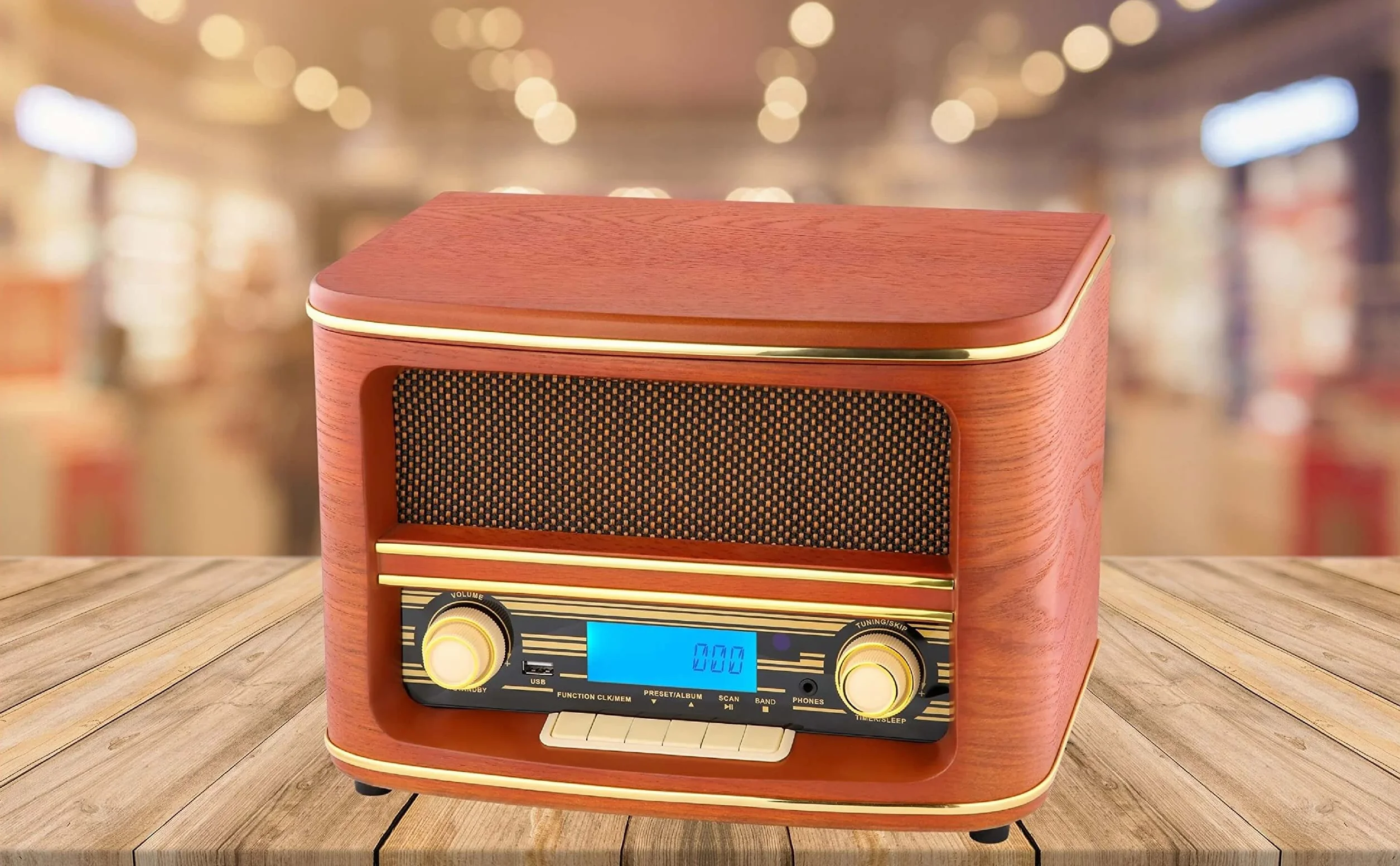 Radio rétro Bluetooth avec CD, USB et écran LCD