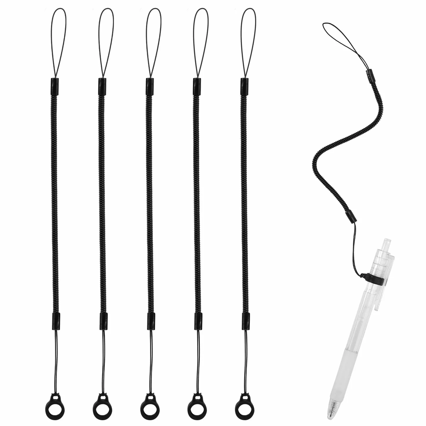 Lot de 5 cordons élastiques en silicone rétractables pour stylet tactile anti-perte de tablette stylo spirale vers attache stylo à dessin à écran tactile