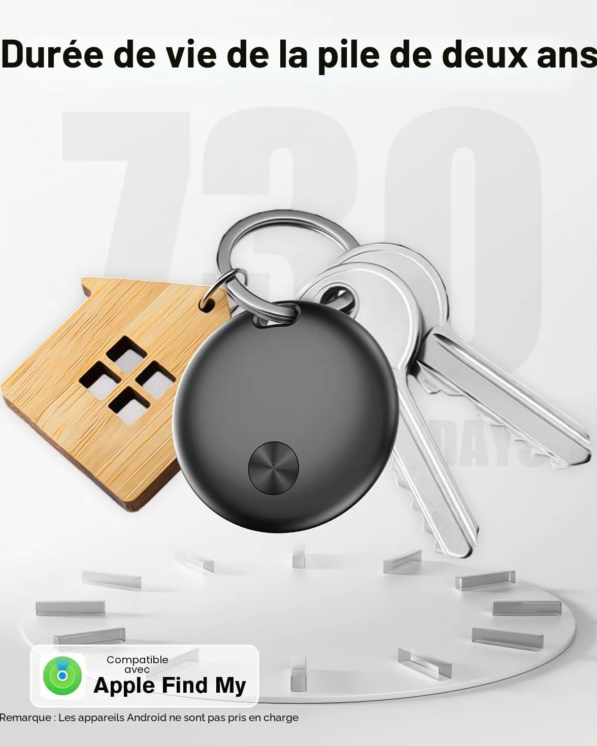 Smart Air Traceur Tag, Compatible avec Apple Find My (iOS Uniquement), étanche IP67, Batterie Remplaçable, Localisateur de Clés/Portefeuilles/Valises/Sac à Dos - Lot de 4