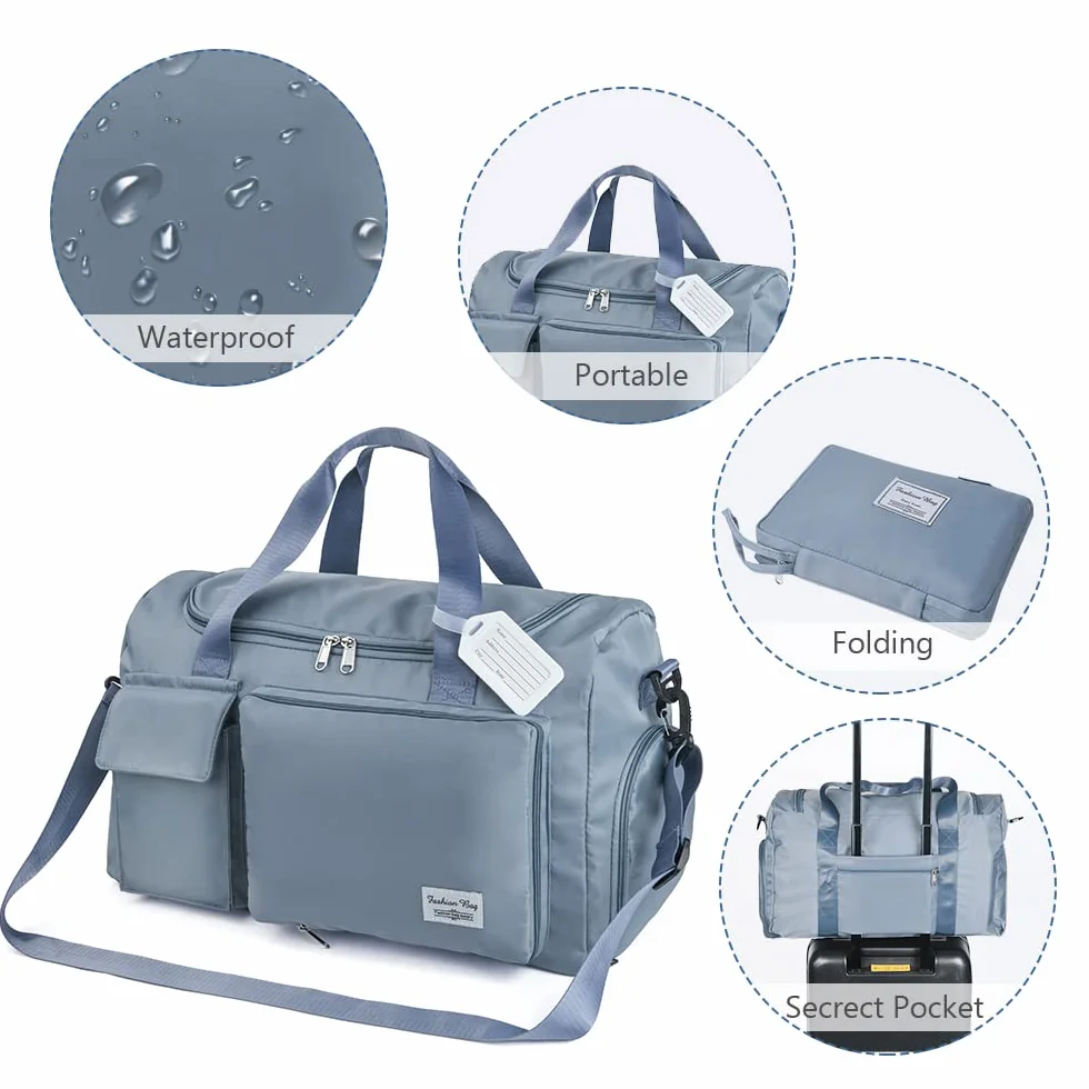 flintronic Sac de Voyage Pliable Grande Capacité 35L 50L Imperméable Séparé Sec Humide