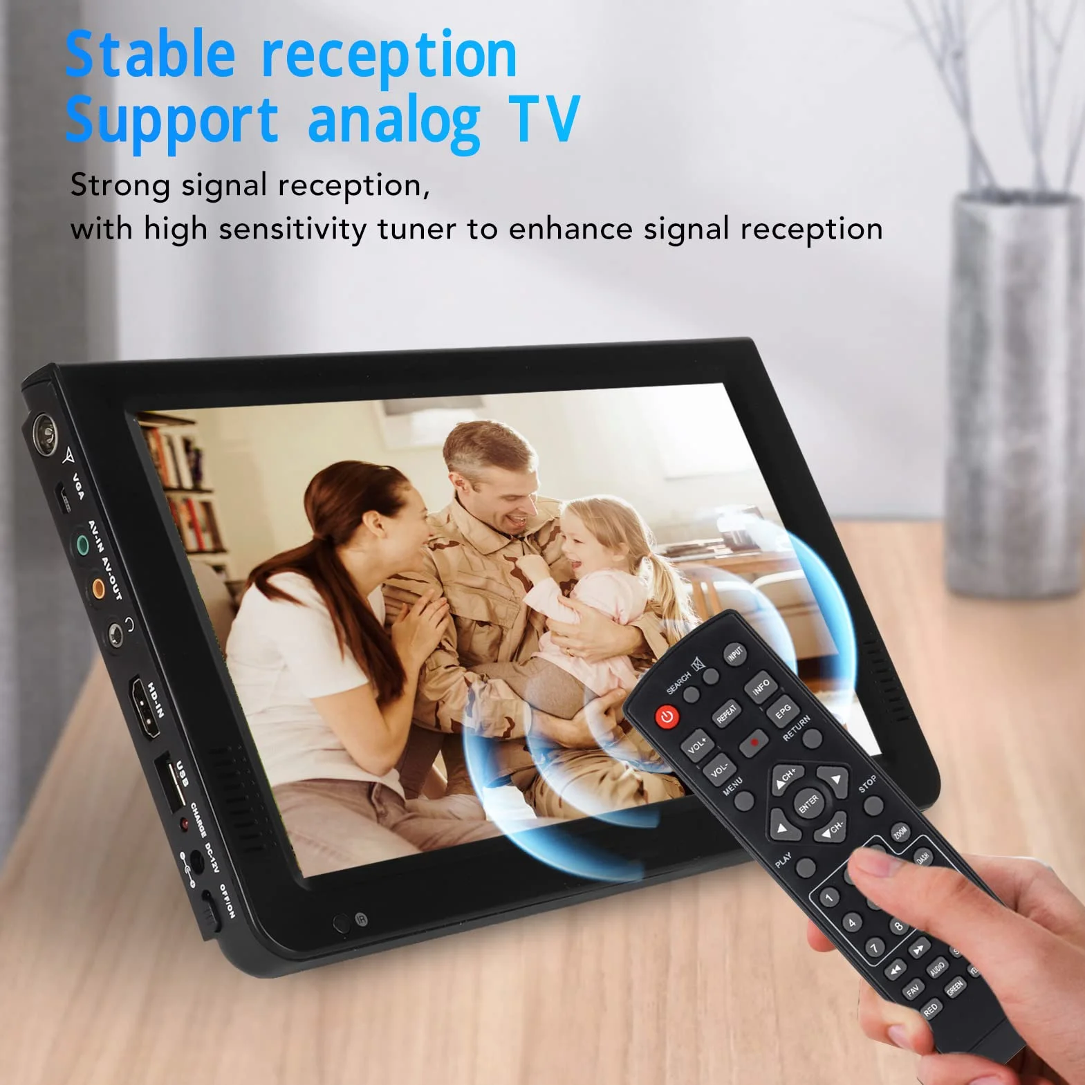 Téléviseur Portable 10 Pouces TFT LED 1080P Rechargeable avec Réception Forte