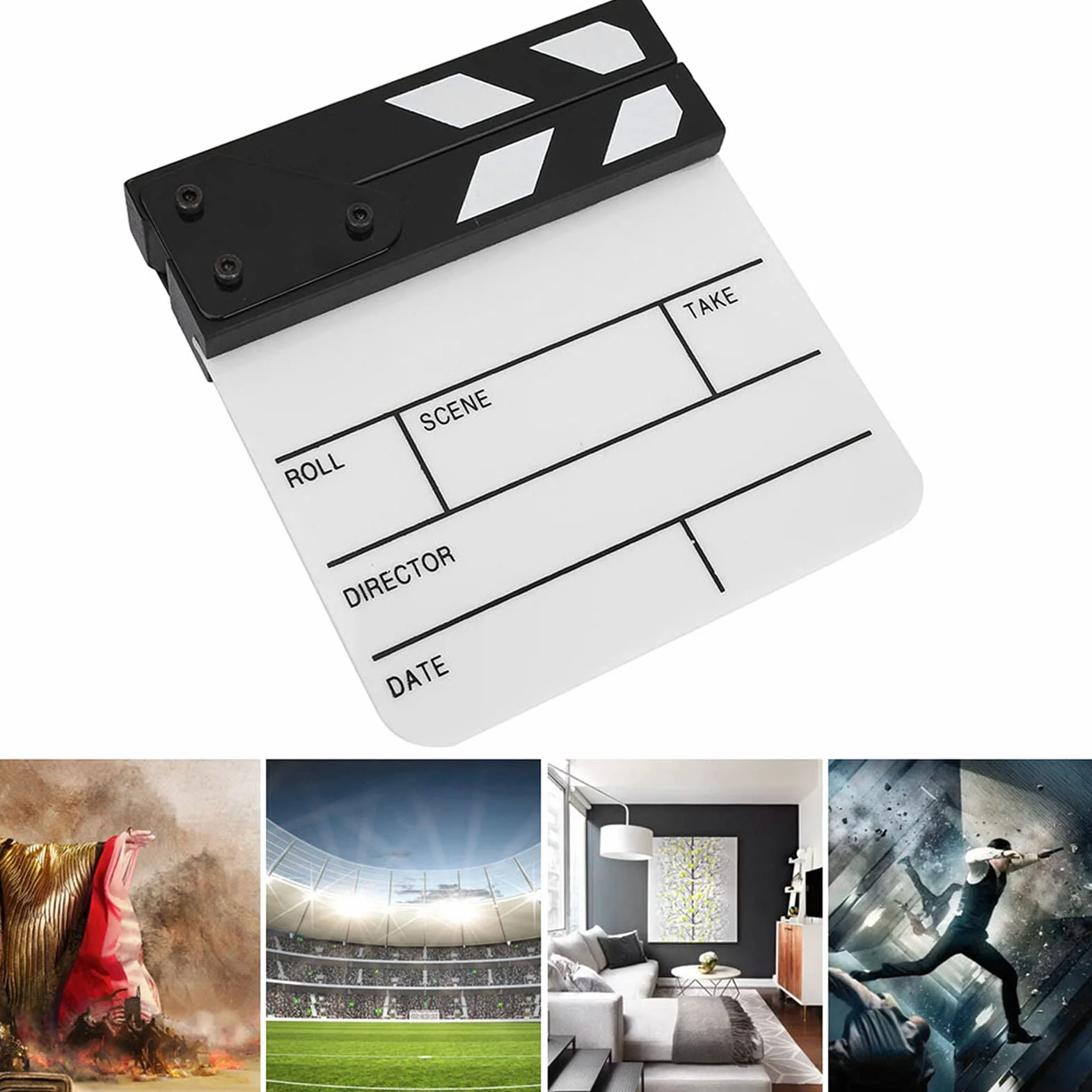 Clap De Cin Ma Acrylique,Slate Cinema,Slate Cinema,Film Slate Small,Movie Clapper Board,Autres Accessoires De Prise De Vue,Mini Acrylique Director Scene Clapperboard TV Movie Action Board Film Cut Pro