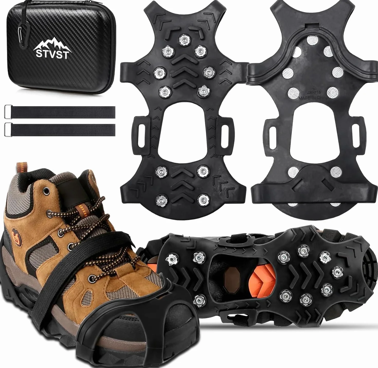 Crampons Chaussures Anti Verglas Neige et Glace Traction Antidérapant Universelles pour Hiver Randonnée Pêche
