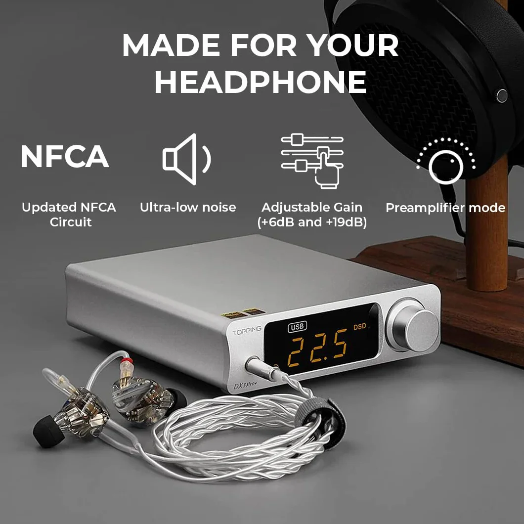 Topping DX3 Pro+ Amplificateur de Casque Bluetooth 5.0 aptX HD, LDAC, Noir